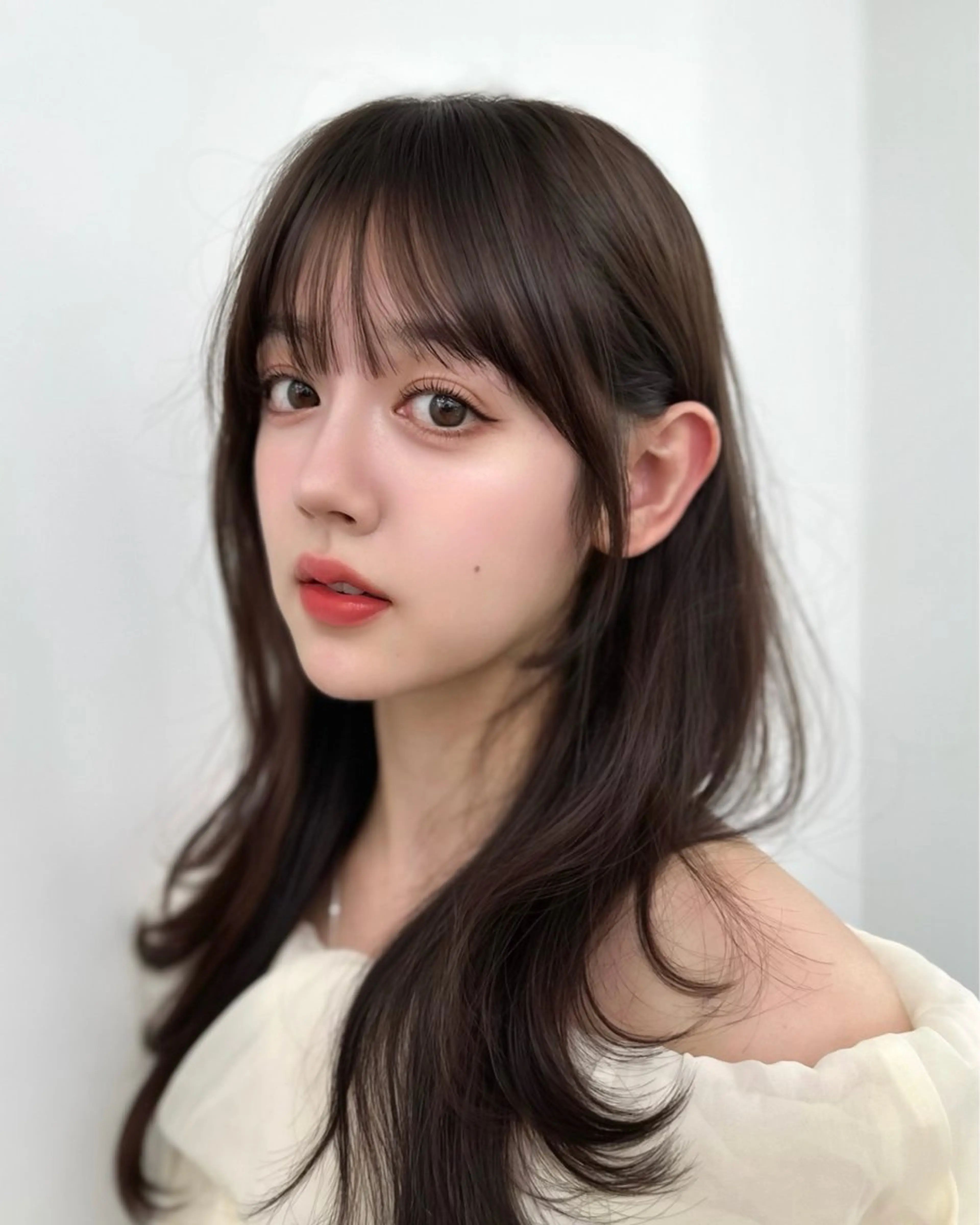 セミロング 韓国風ヘア レイヤーカット カット ヘアカラー トリートメント ヘッドスパ ヘアセット 前髪顔まわりカット 🌈中村海聖のヘアスタイル