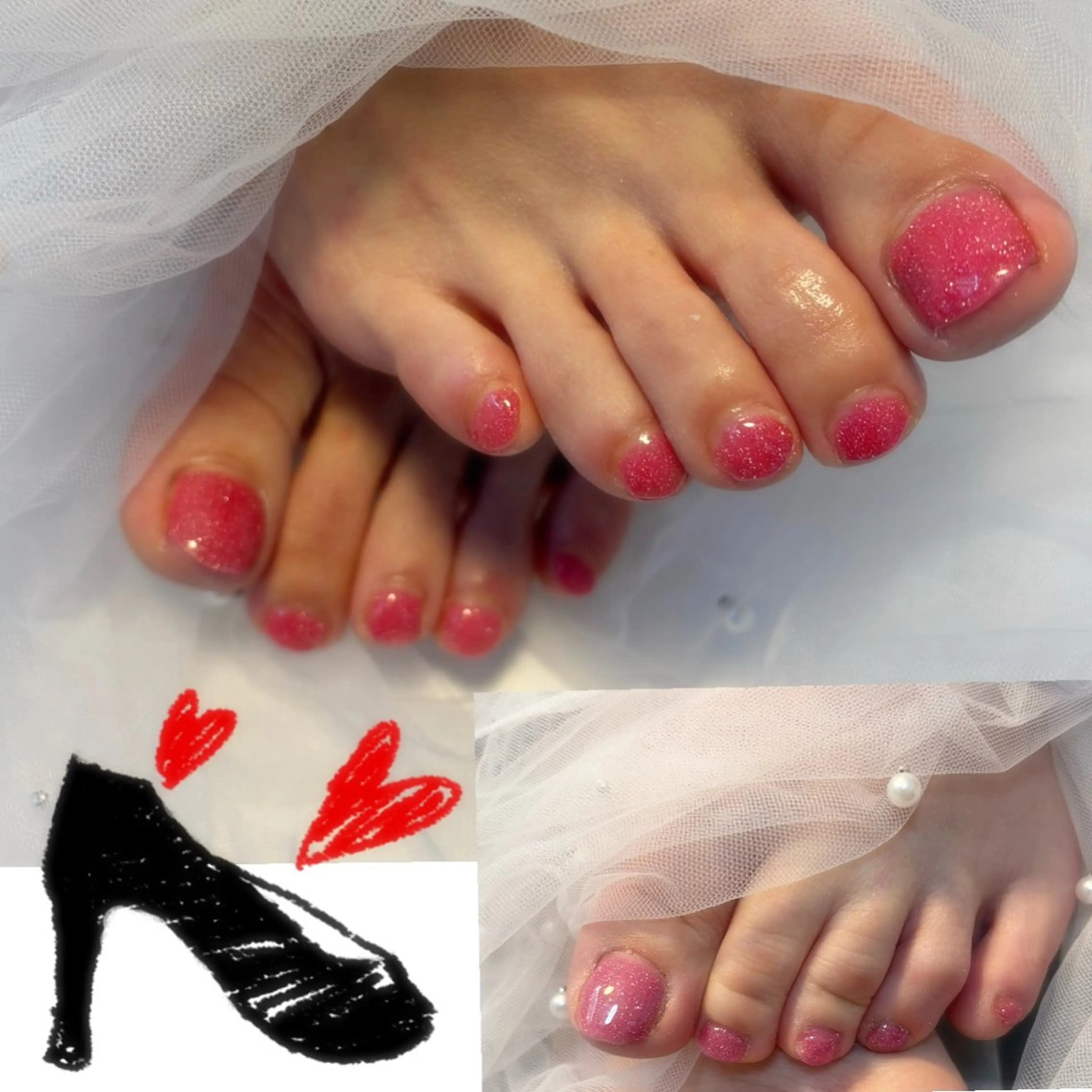 ネイル フラッシュネイル フットネイル フレンチネイル ジェルネイル ガラスフレンチ フットネイル Nail salon Natulalのネイルデザイン