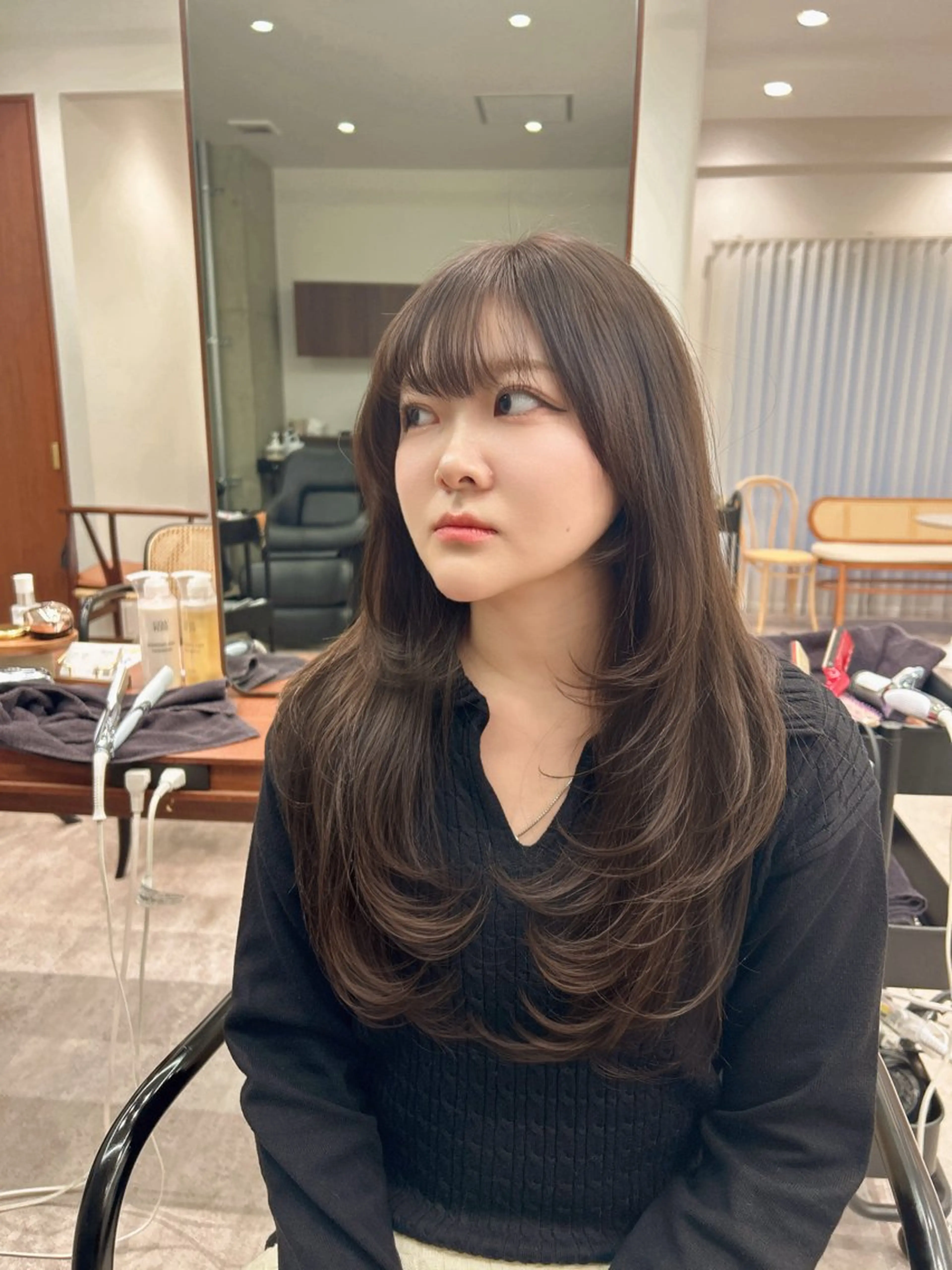 ロング カット ヘアカラー 立川ブリーチ ピンク宮崎のヘアスタイル