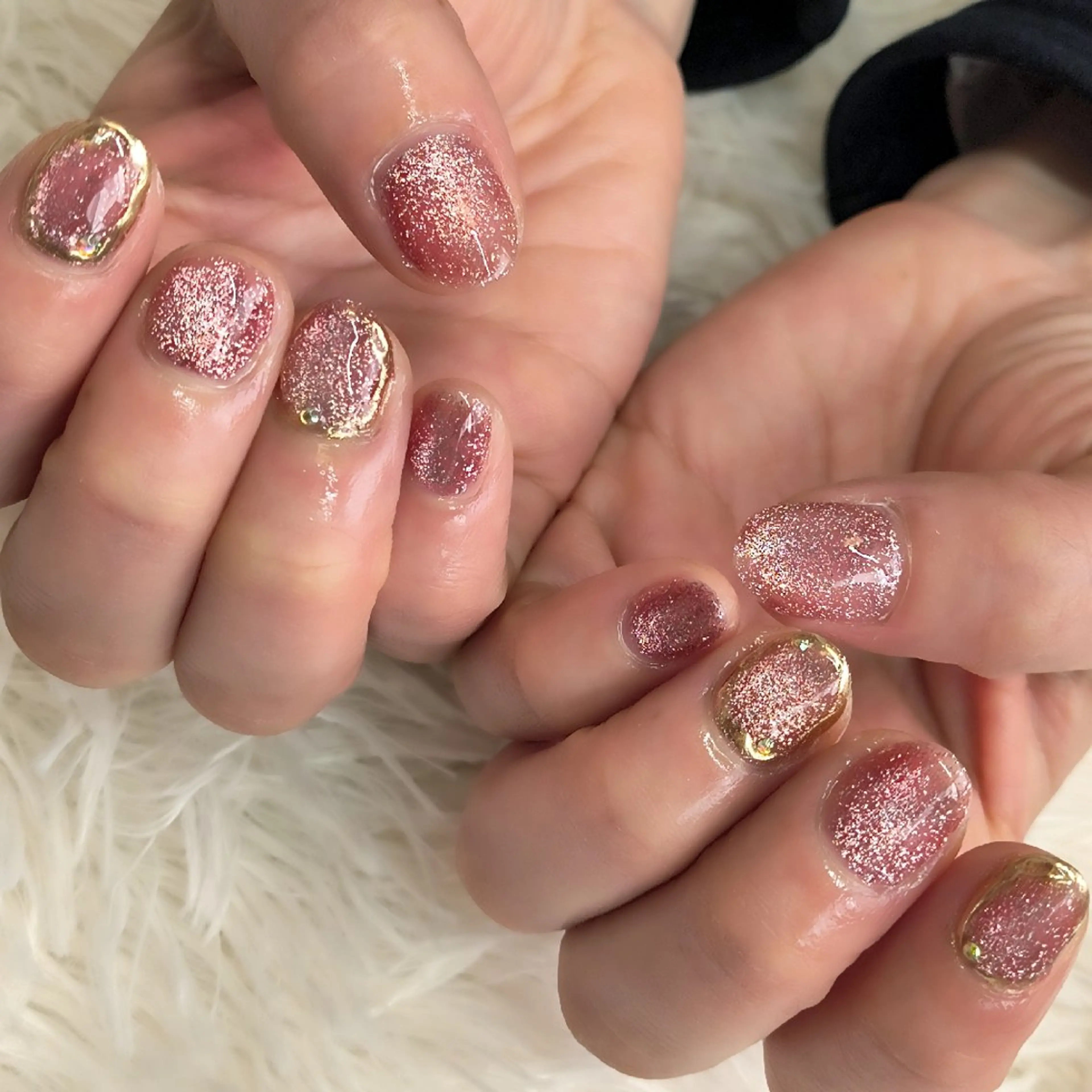 ネイル キラキラネイル マグネットネイル ミラーネイル ショートネイル 島田 亜紀のネイルデザイン