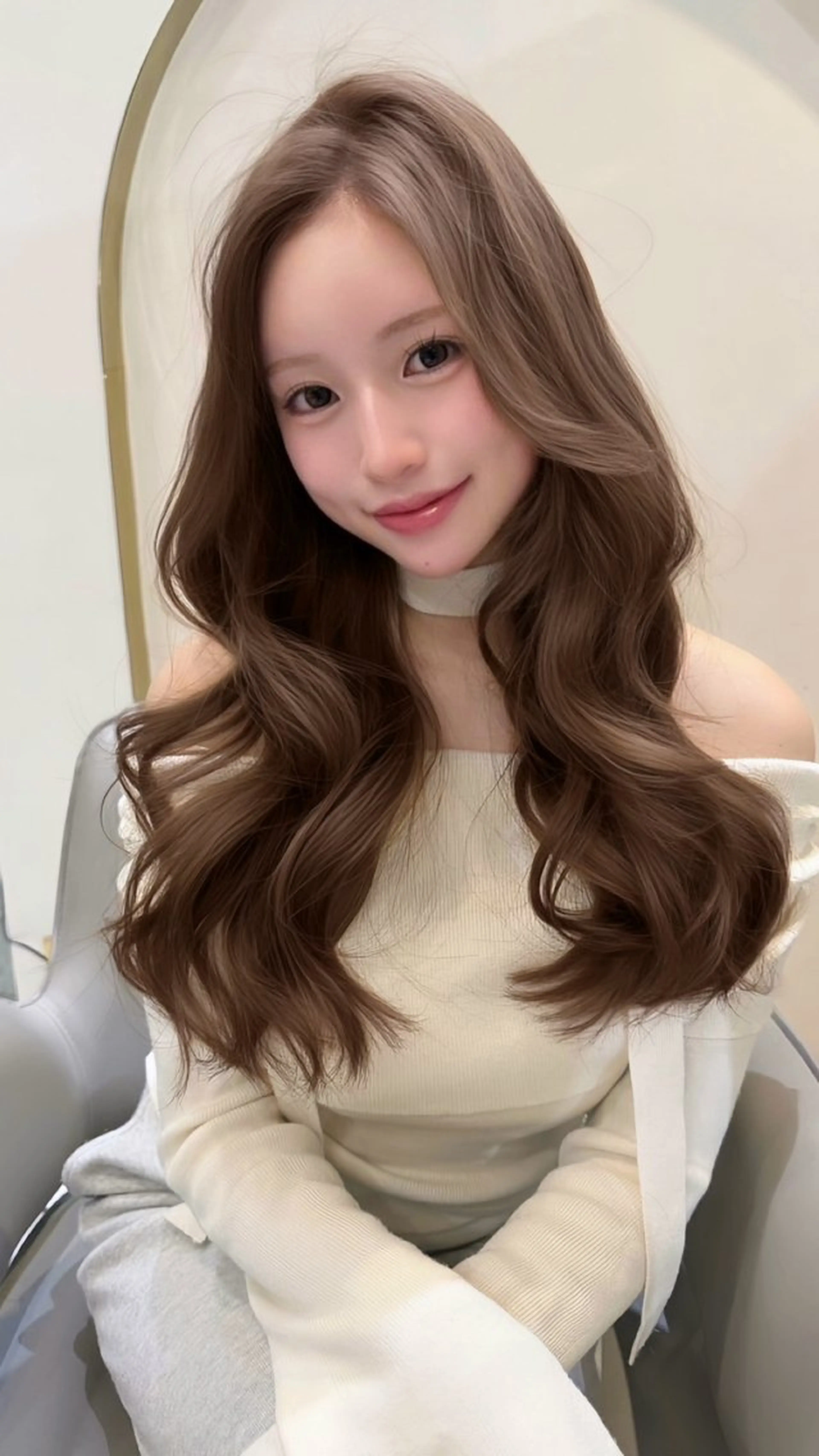 ロング カラー ベージュカラー ミルキーベージュ レイヤーカット 梅田/透明感カラー ／レイヤー🤍カンのヘアスタイル