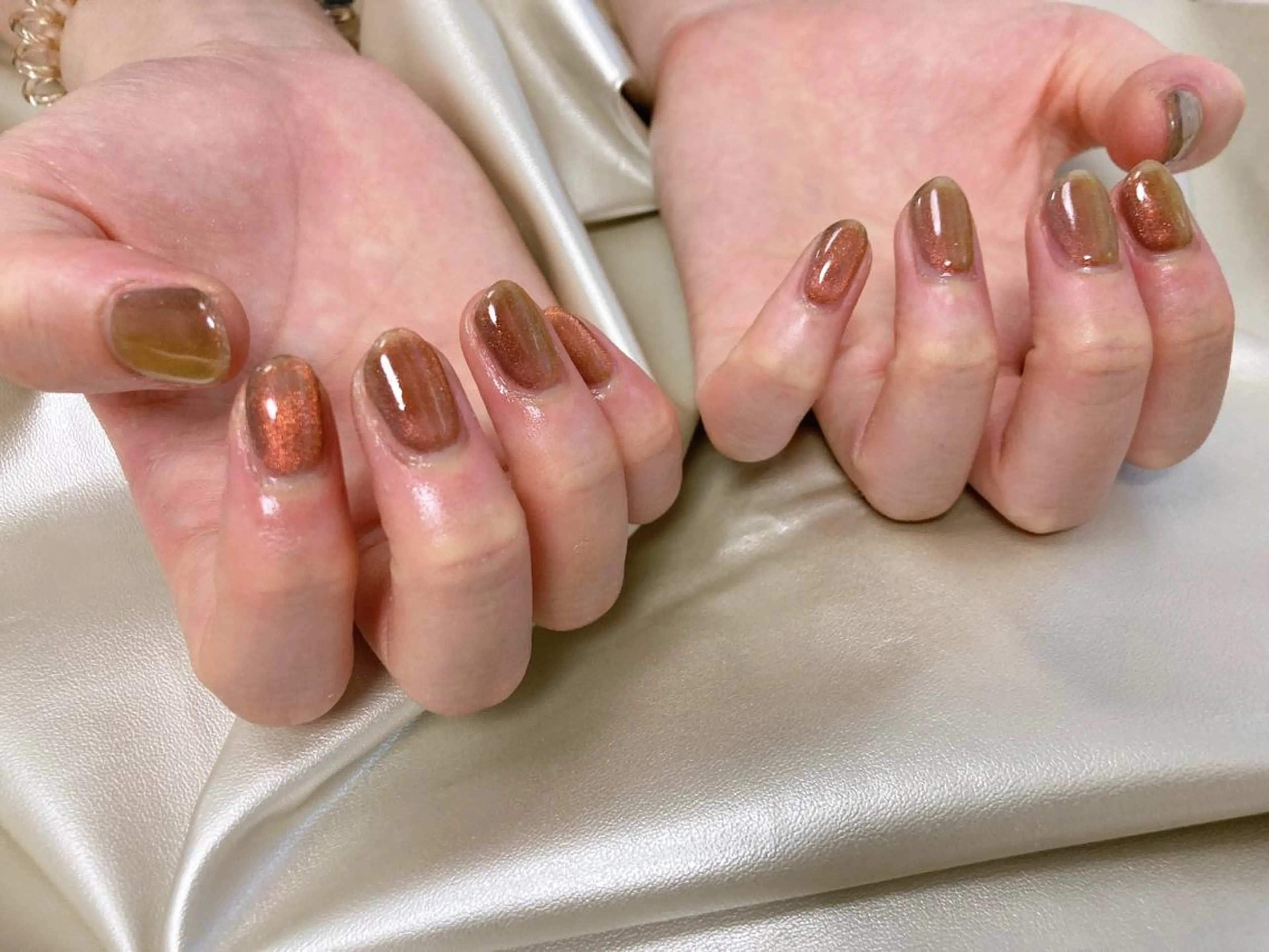 ネイル ブラウン マグネットネイル ハンドネイル Mogu nail 二子玉川のネイルデザイン