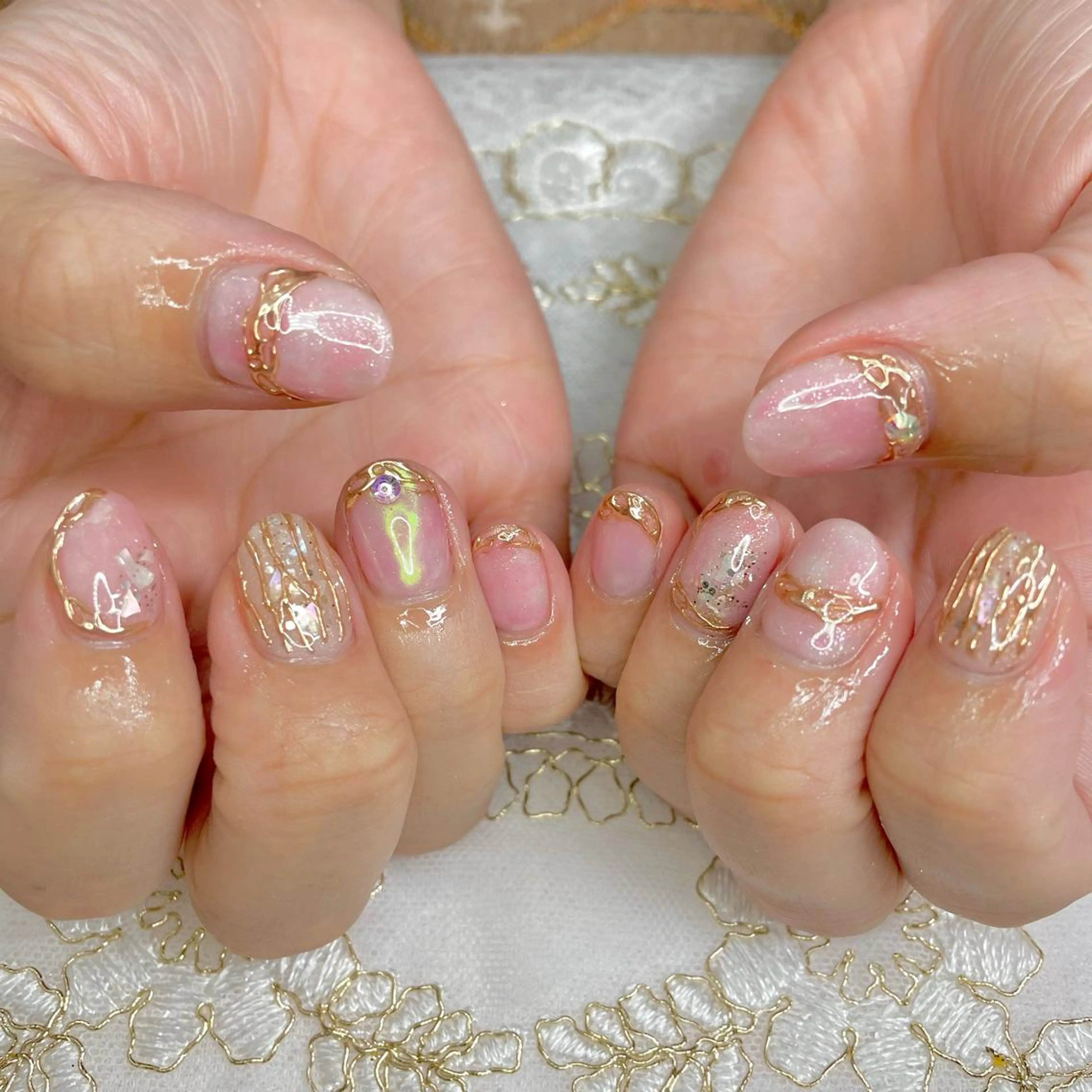 ネイル アートネイル オーロラネイル ジェルネイル 持ち込み ニュアンスネイル J terrace Nailのネイルデザイン