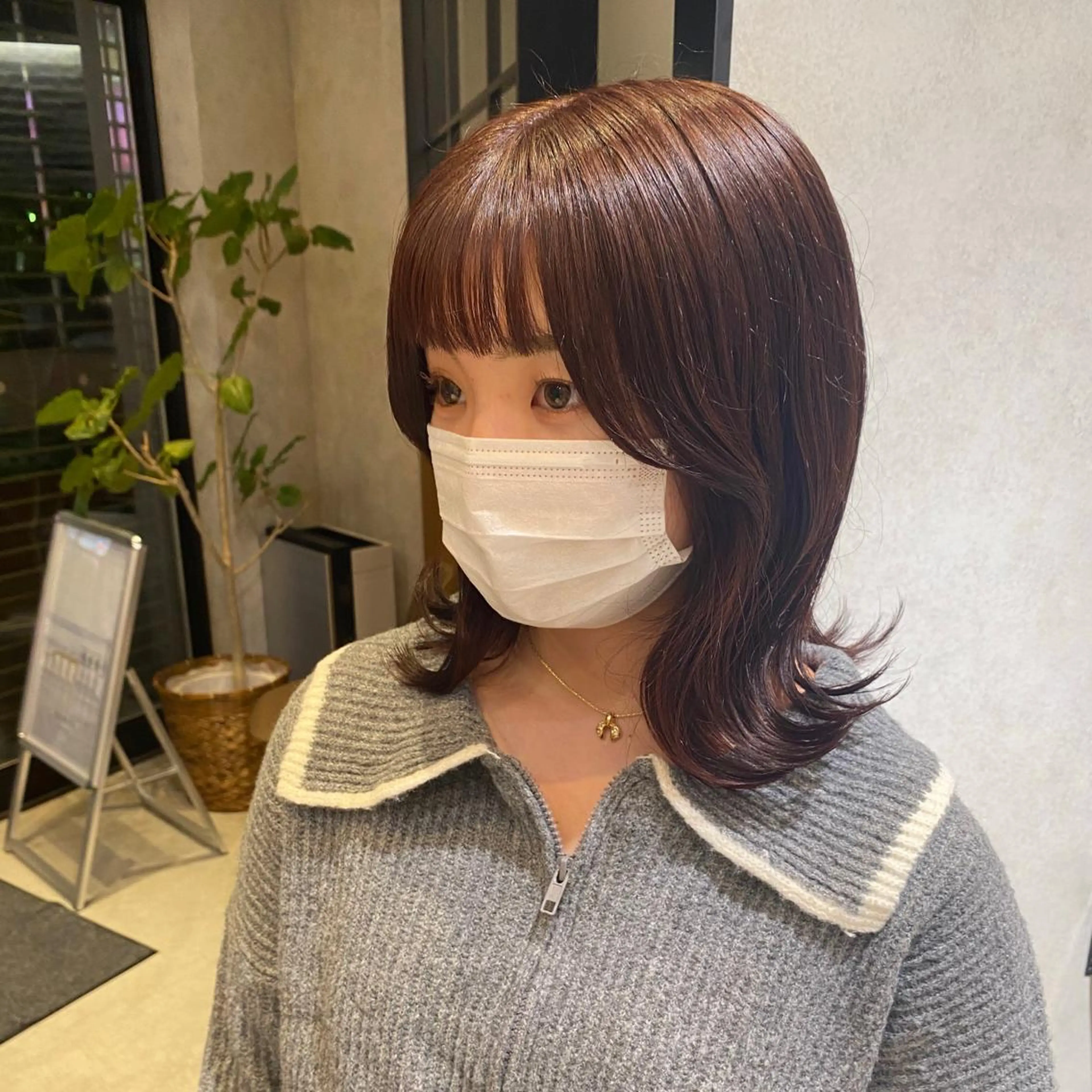 ミディアム カラー ブラウンカラー Natsuki/韓国 ボブ/レイヤーカットのヘアスタイル