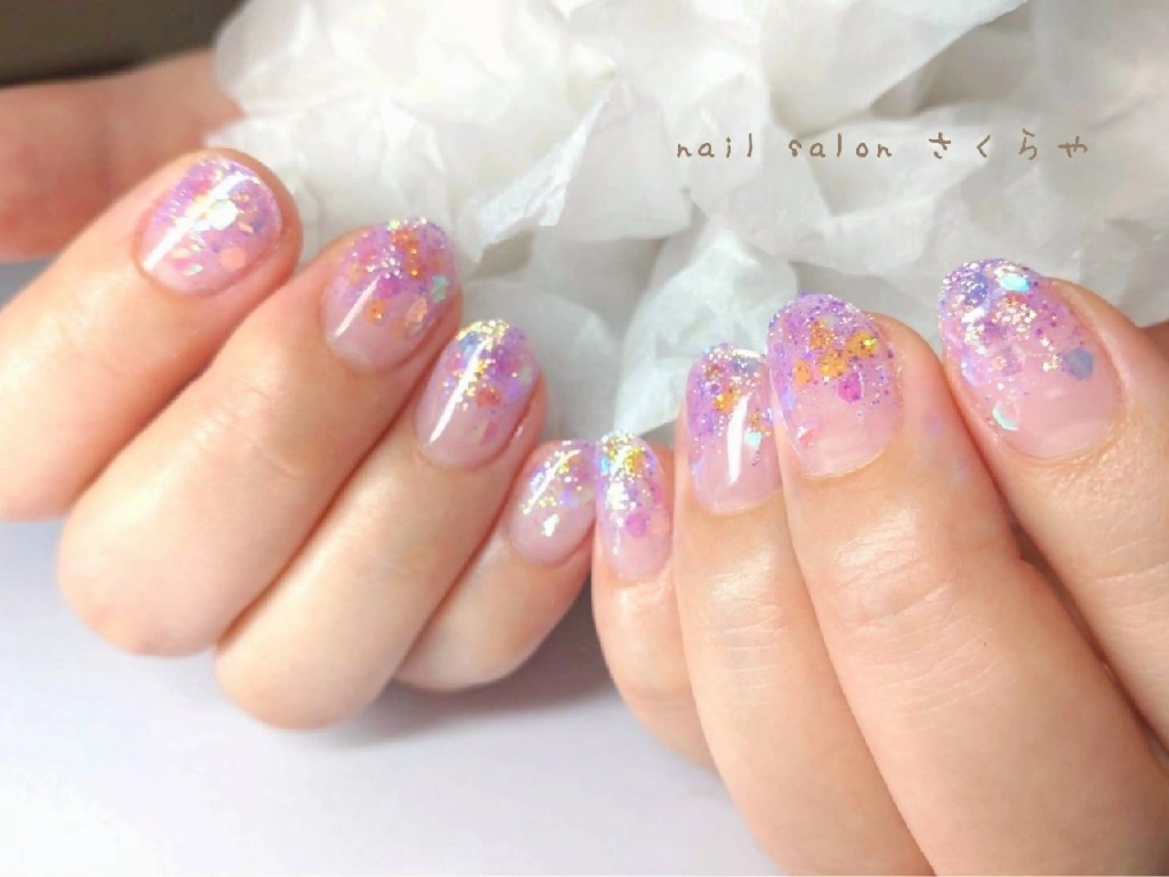 ショート ハンドネイル さくらや❤ パラジェル使用のネイルデザイン