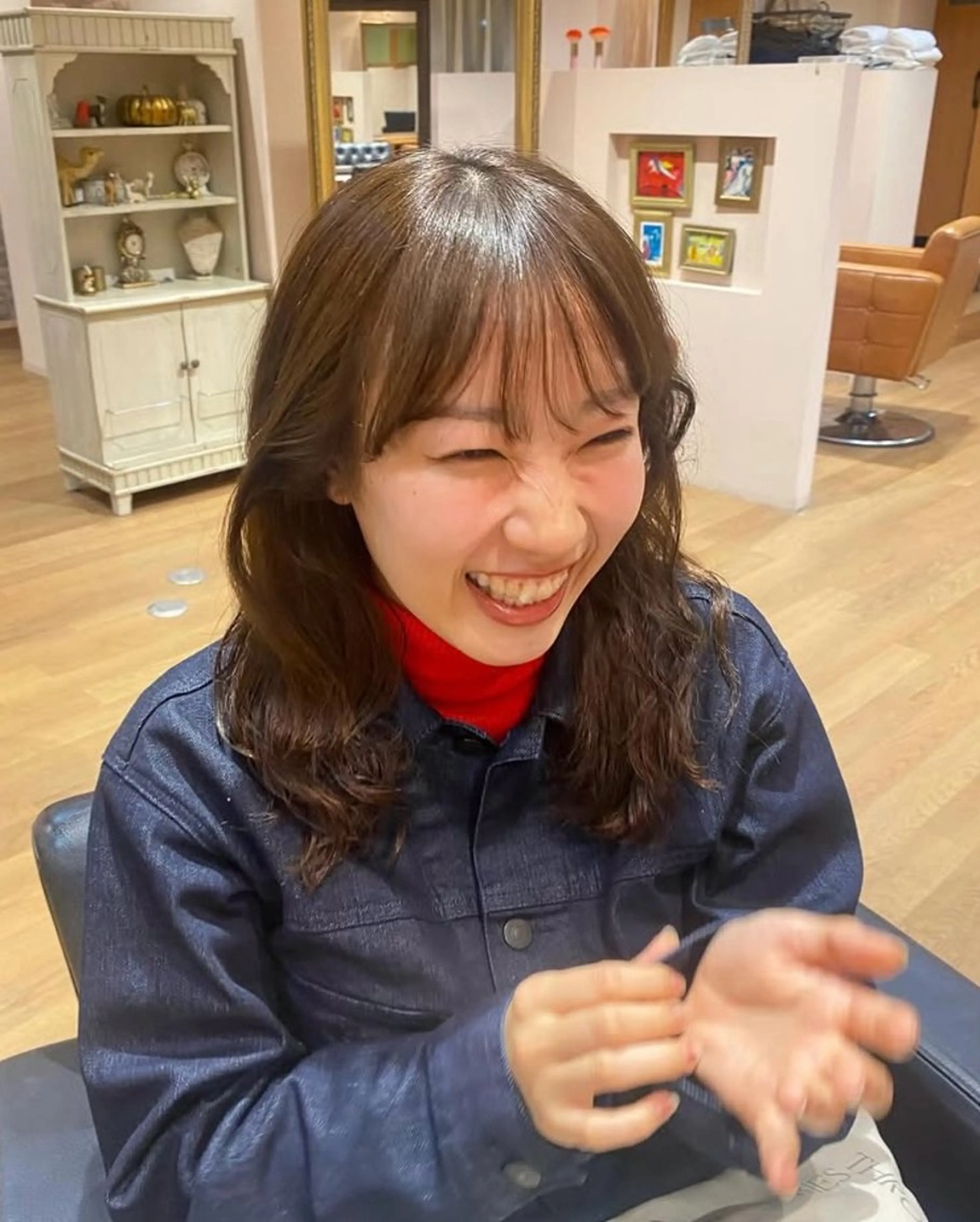 セミロング カラー ベージュカラー オリーブベージュ ヘアカラー トリートメント asuka‪‪‎🤍 Lita 1Fのヘアスタイル