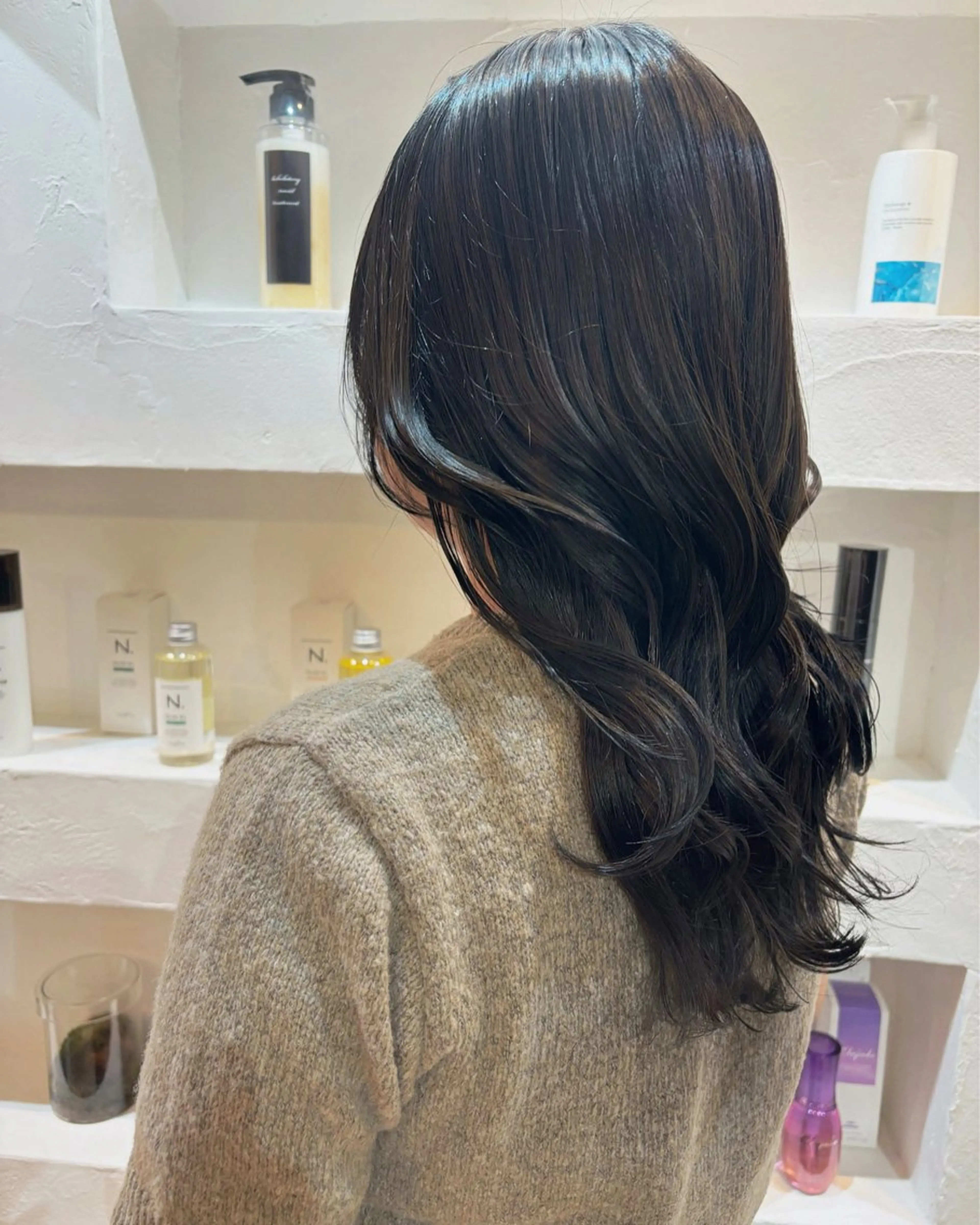 ロング ケアカラー 髪質改善 トリートメント 顔周りの似合わせ特化 井手麻梨栄のヘアスタイル