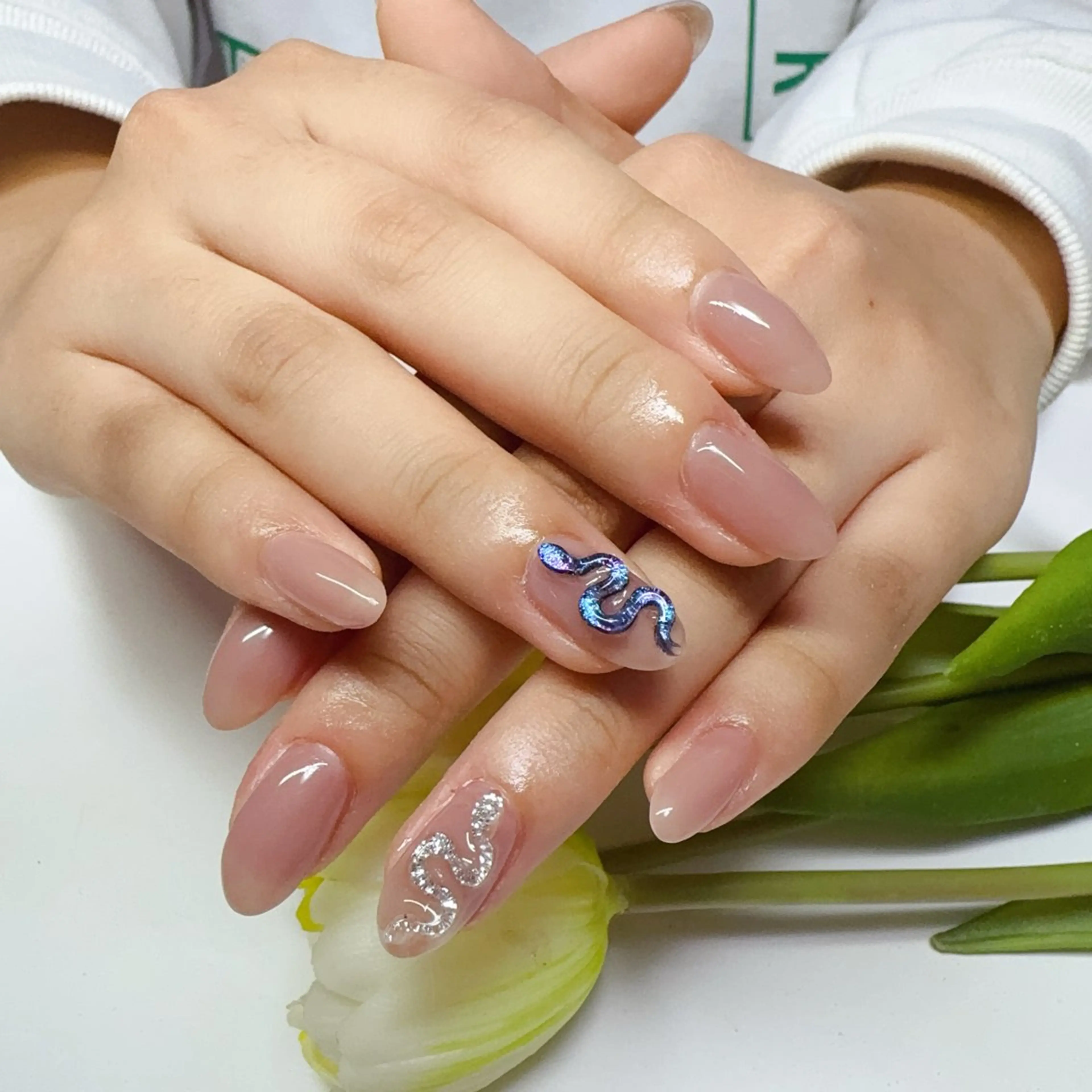 ネイル チークネイル 長さ出し ジェルネイル ピンク スカルプネイル ハンドネイル YUYI.nail salonのネイルデザイン