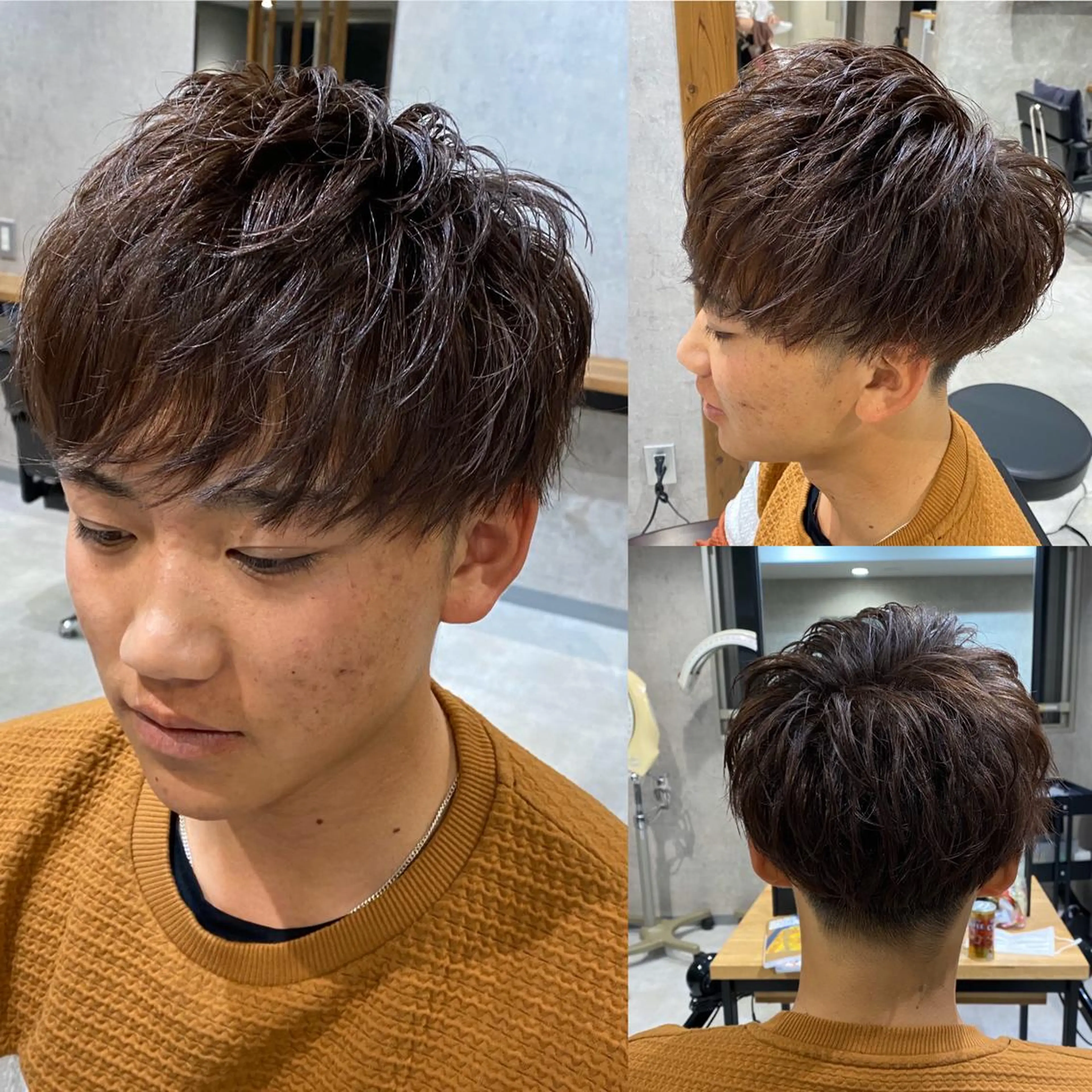 メンズ メンズパーマ R/🤎 パーマ＆ブリーチ🔥のヘアスタイル