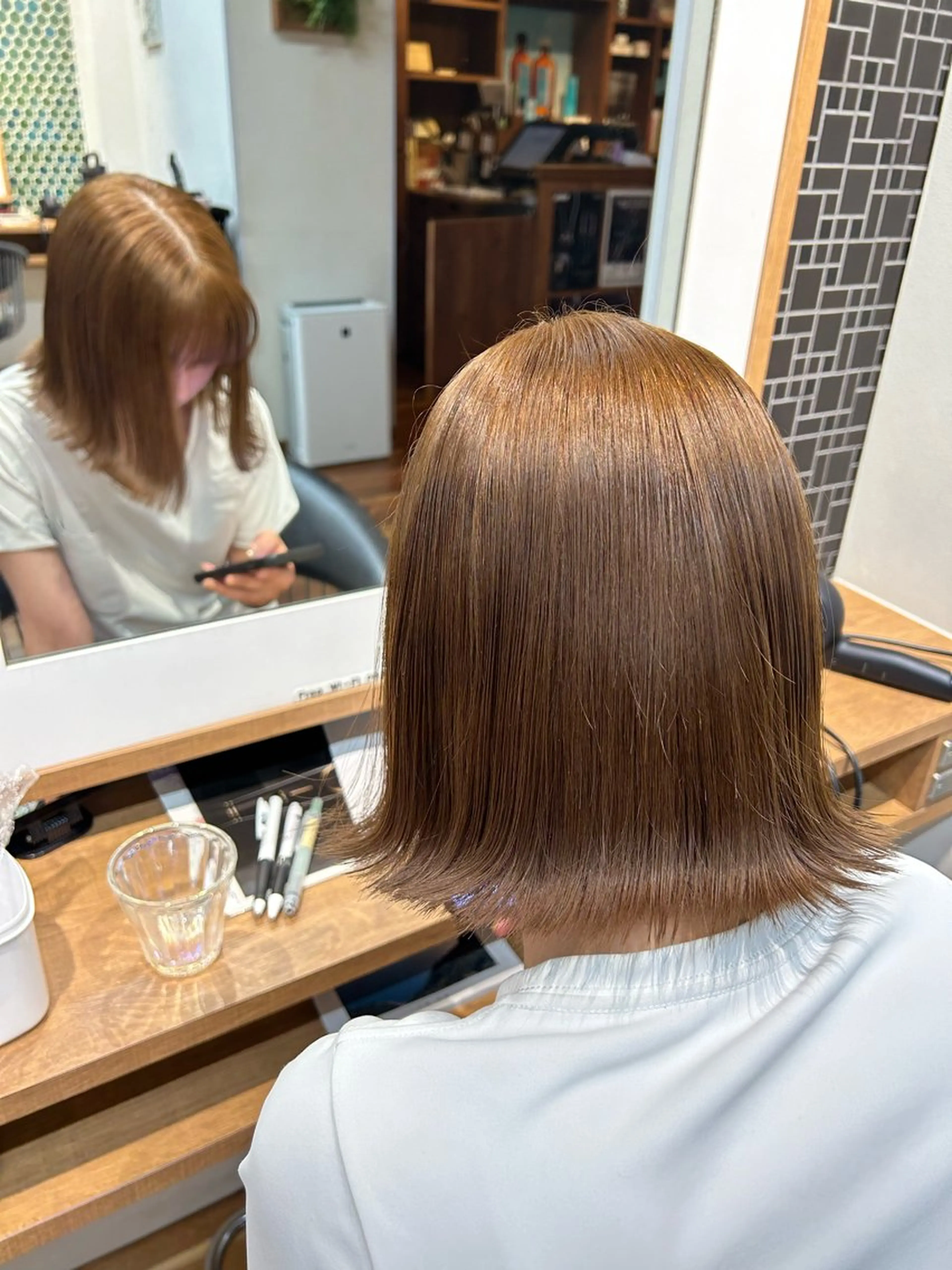 ショート カラー ブリーチ ブリーチなしカラー ヘアカラー トリートメント 天神/ハイトーン/艶 カラー/Miharuのヘアスタイル