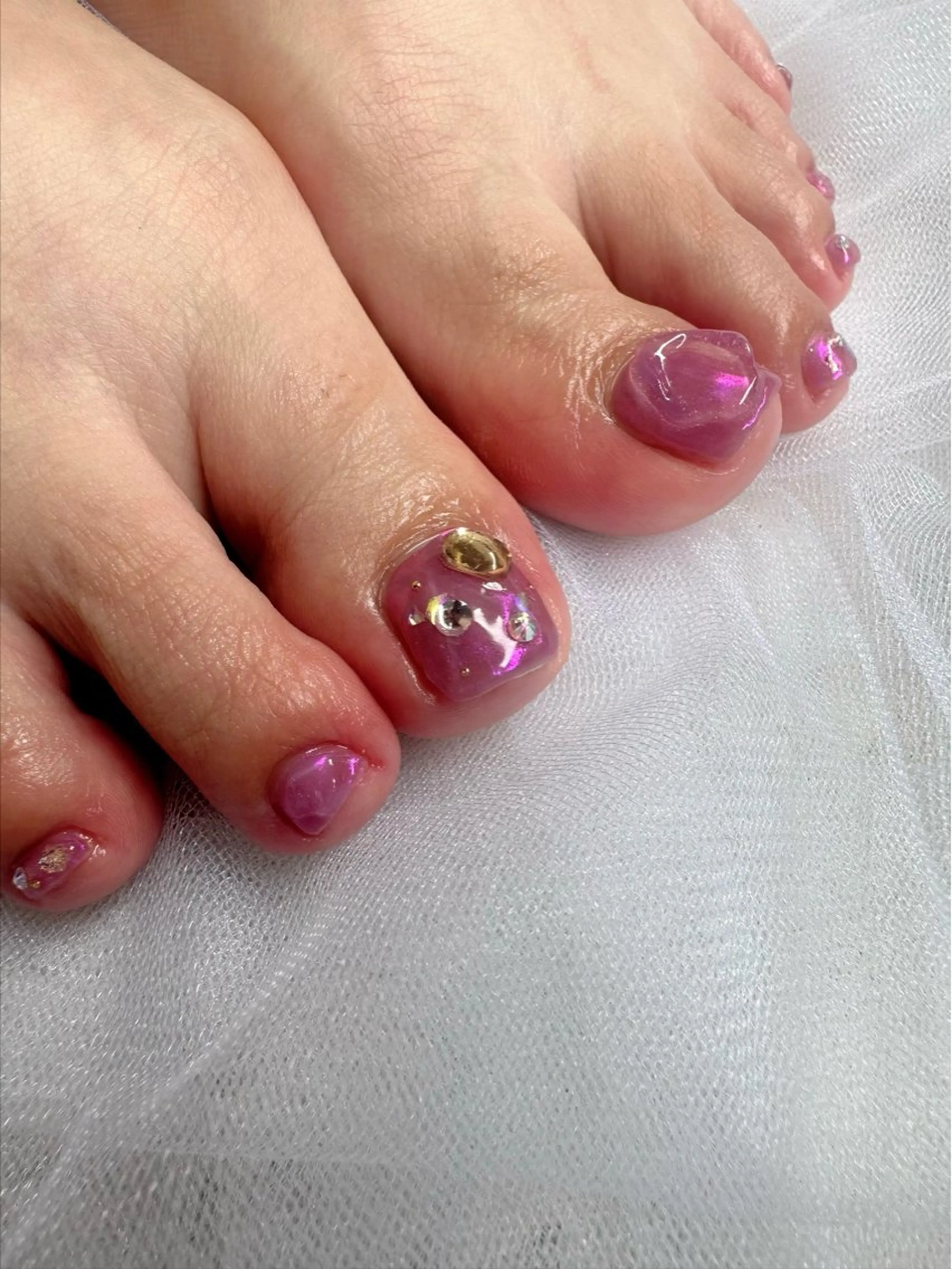 ネイル オーロラネイル クリアネイル フットネイル 氷ネイル・うるうるネイル キラキラネイル 🪞KAPE NAIL 🪞のネイルデザイン