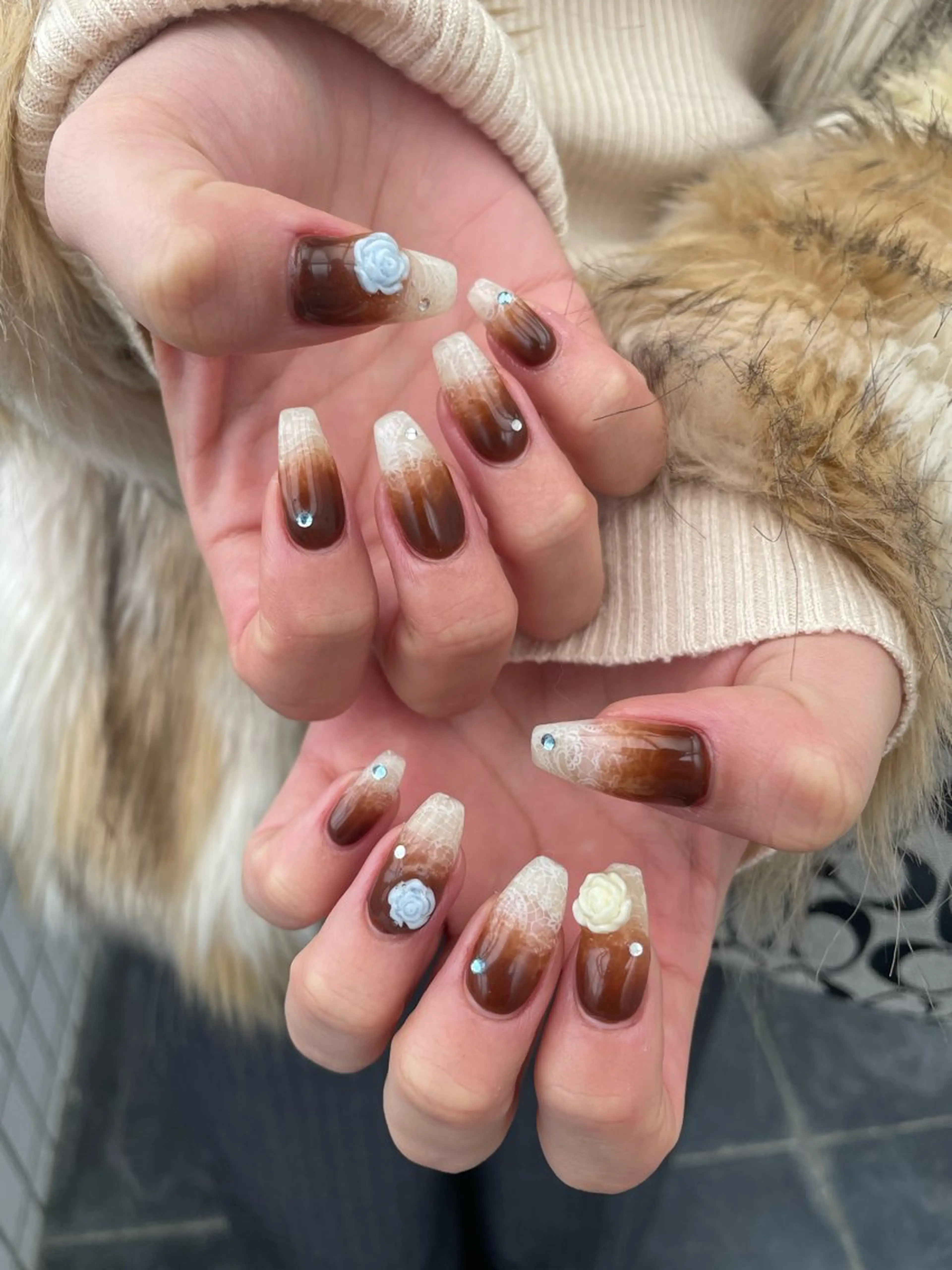 ネイル レース ハンドネイル Nail ヌシん家 AKANEのネイルデザイン