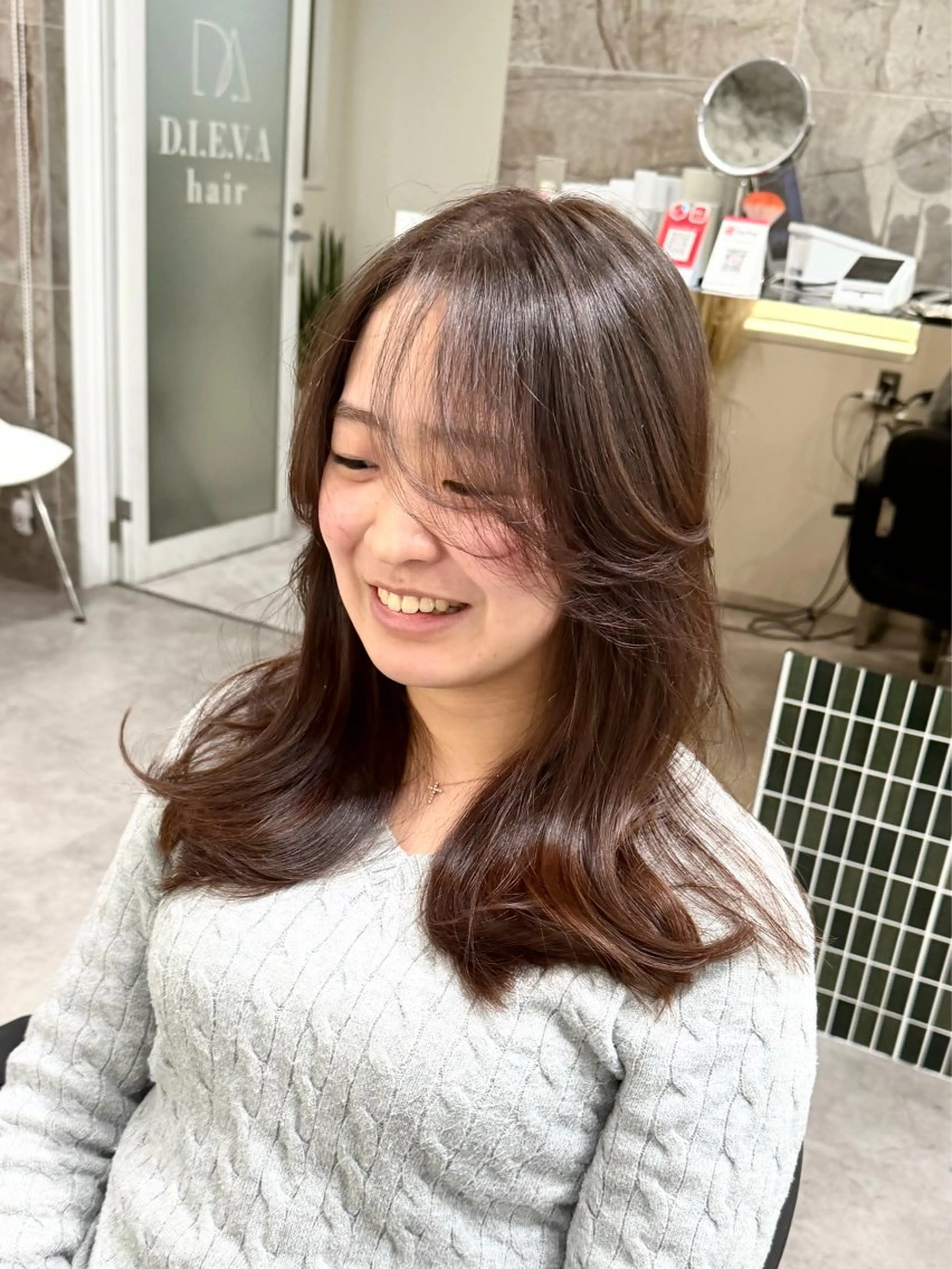 ミディアム カット ヘアカラー 猿渡 /🍃乾燥ケア × ✨透明感カラーのヘアスタイル