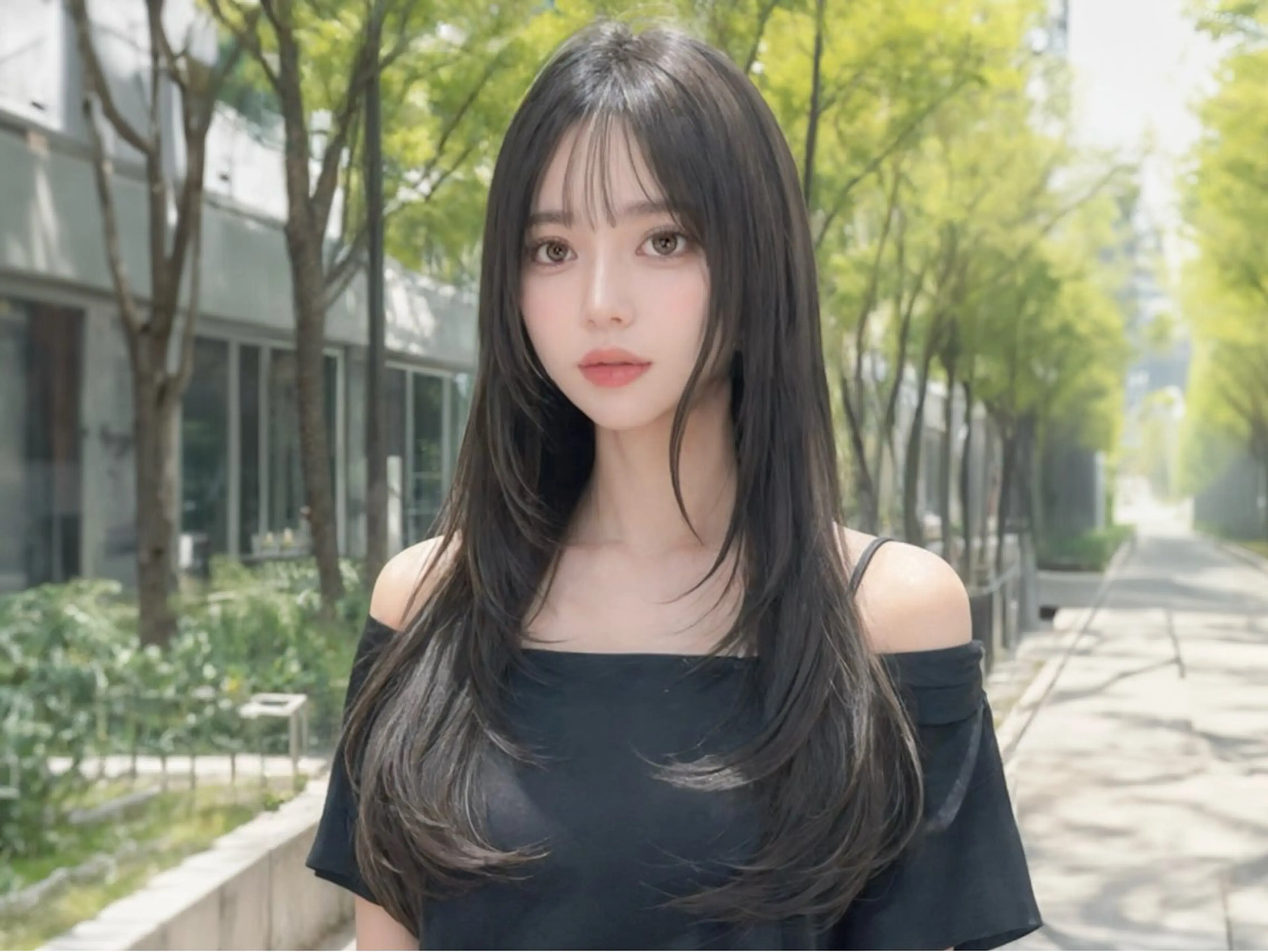 ロング カット ヘアカラー トリートメント 神戸で縮毛矯正/髪質 改善/お任せくださいのヘアスタイル