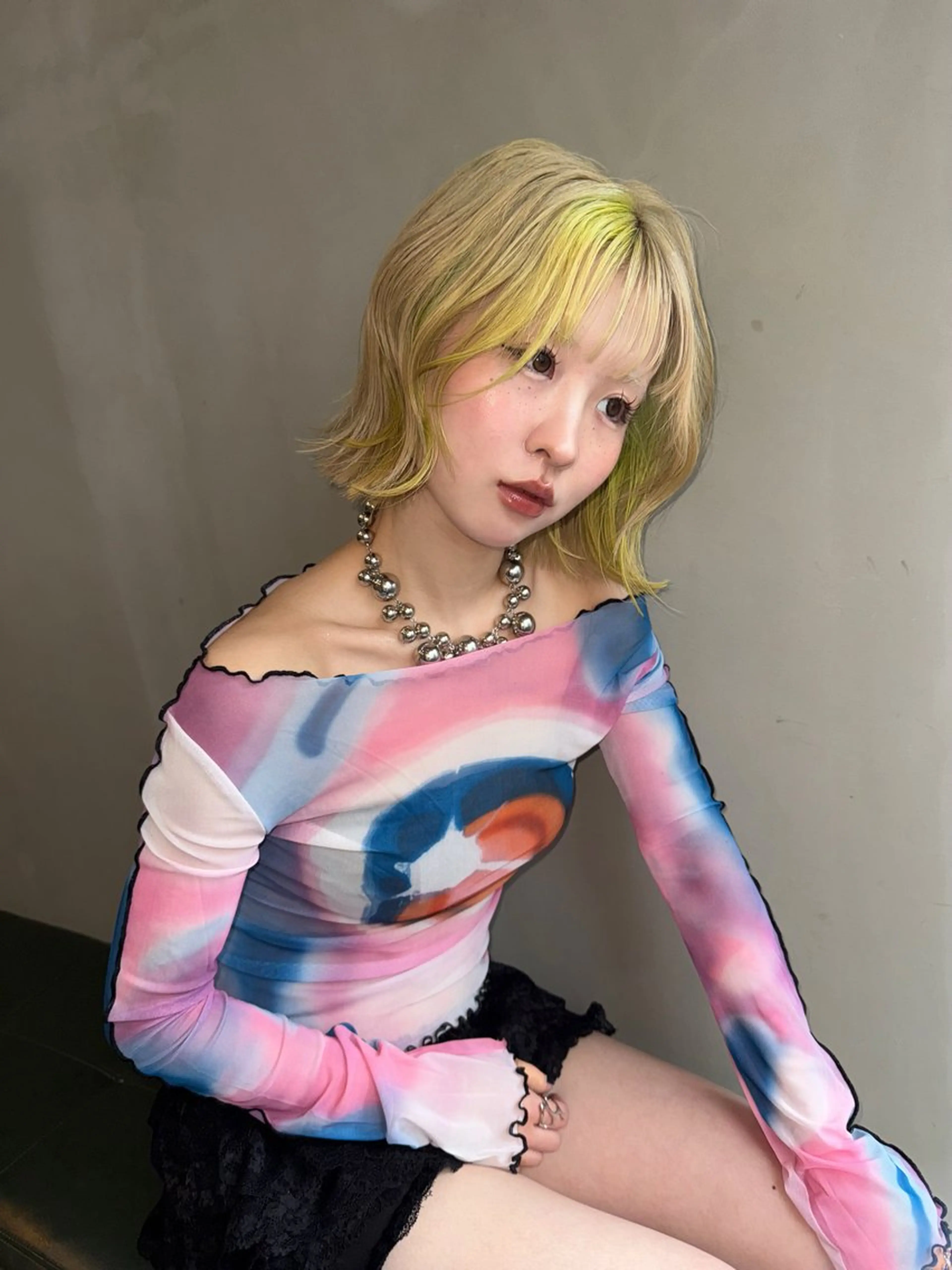 ショート ヘアカラー 縮毛矯正 ハイトーン/デザイン honokaのヘアスタイル