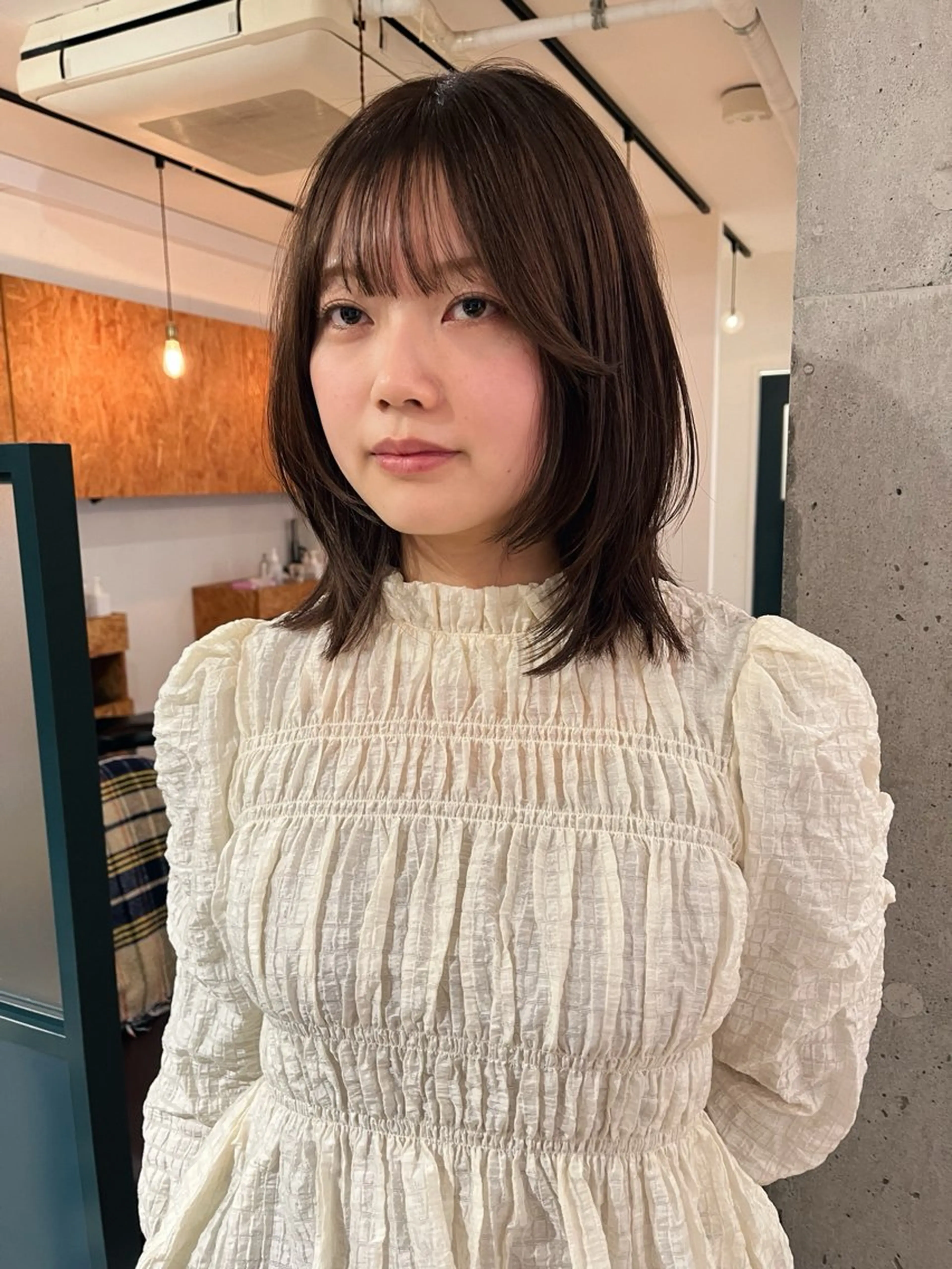 ミディアム カット 暖色/パーマ 🌼クニトウメイのヘアスタイル