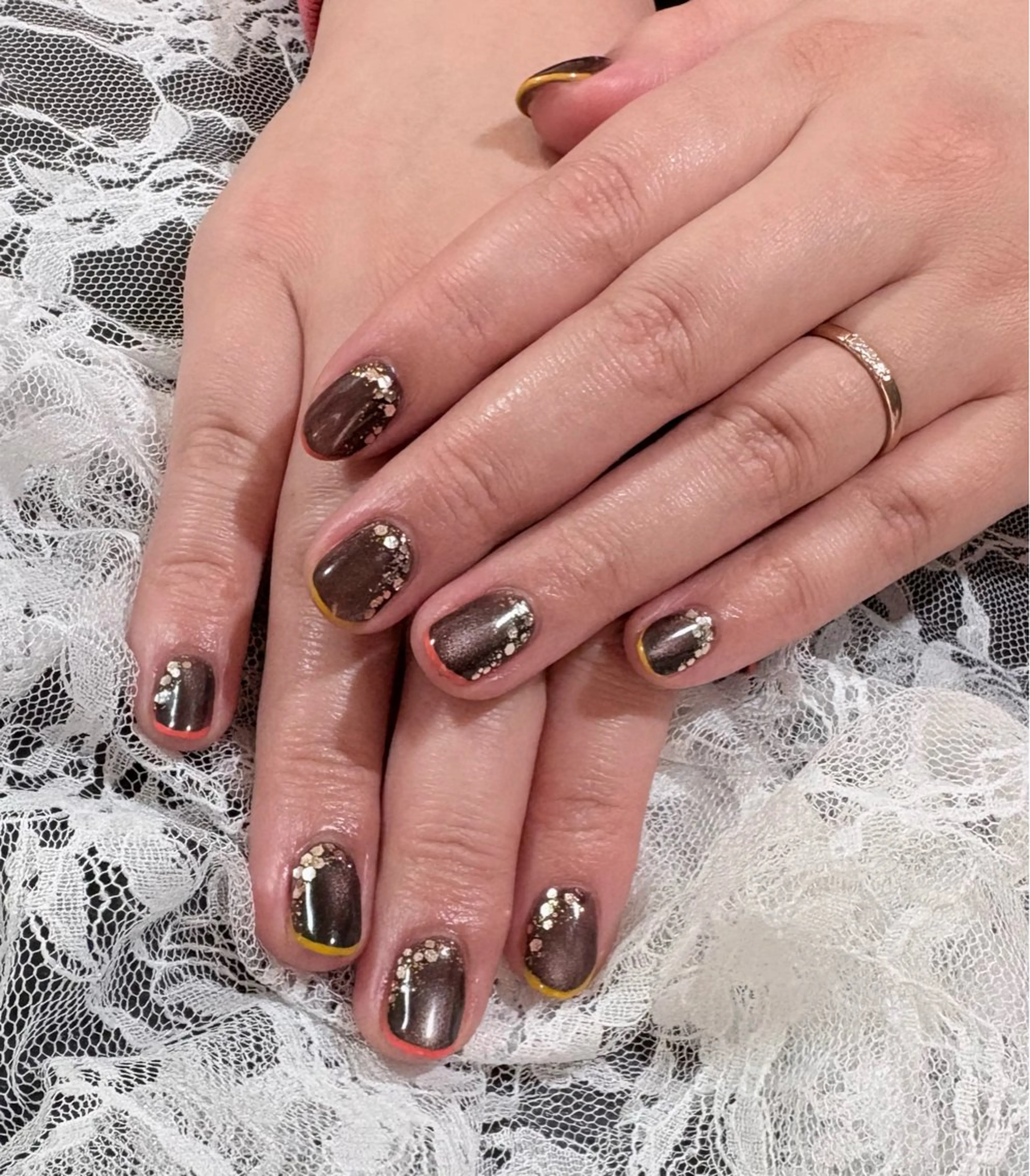 ネイル ブラウン マグネットネイル 自宅サロン mArsのネイルデザイン