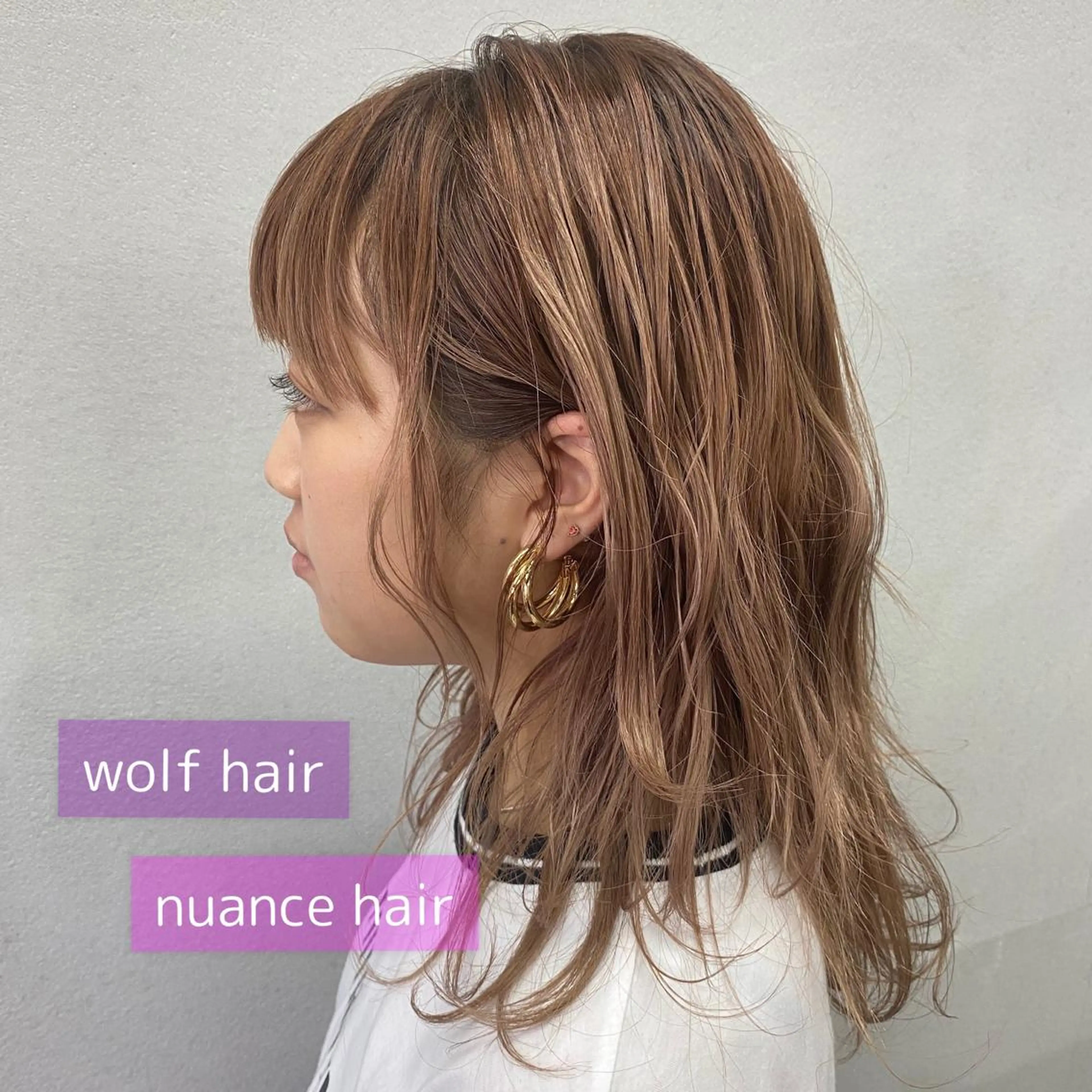 セミロング ハイレイヤー レイヤーカット ウルフカット 舟橋 りんかのヘアスタイル