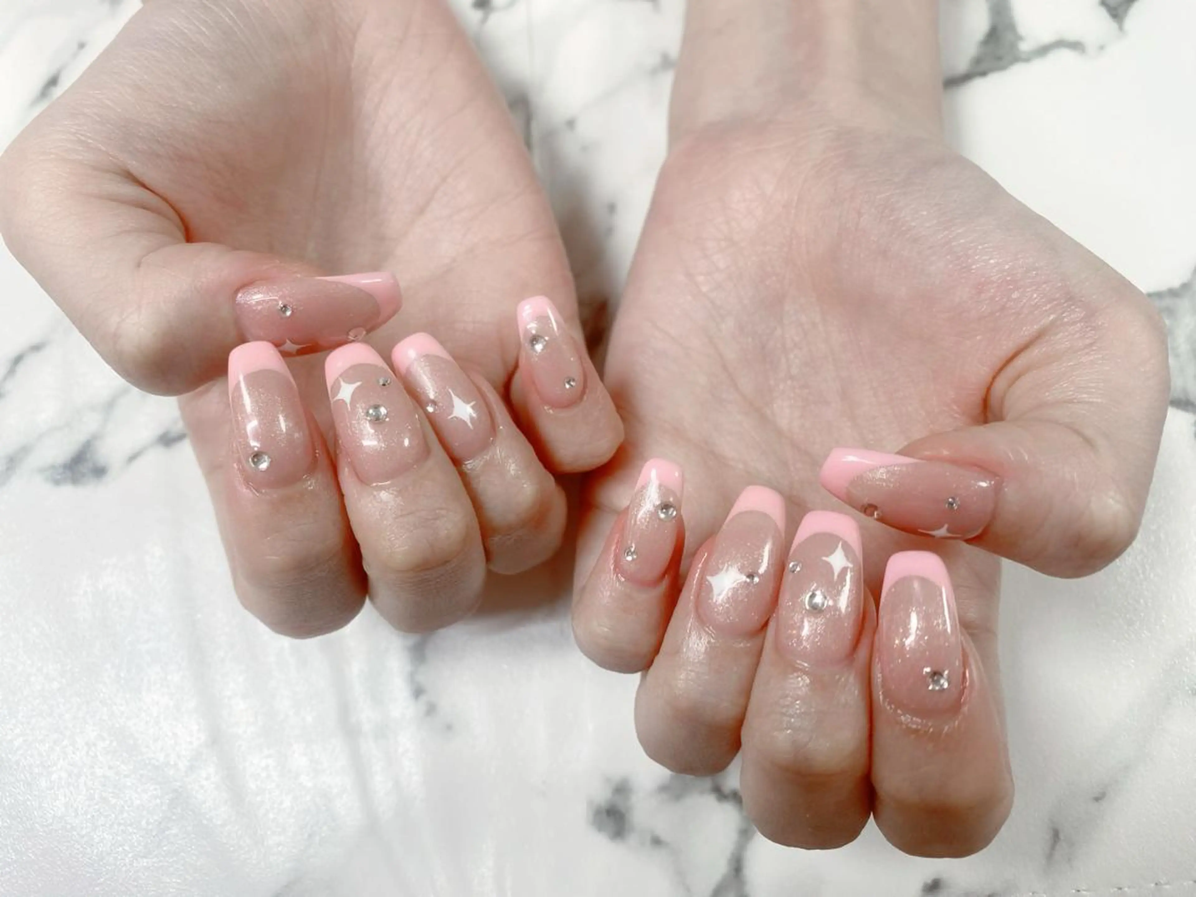 ロング カラー ネイル 長さ出し フレンチネイル スカルプネイル Q Free nailsのネイルデザイン