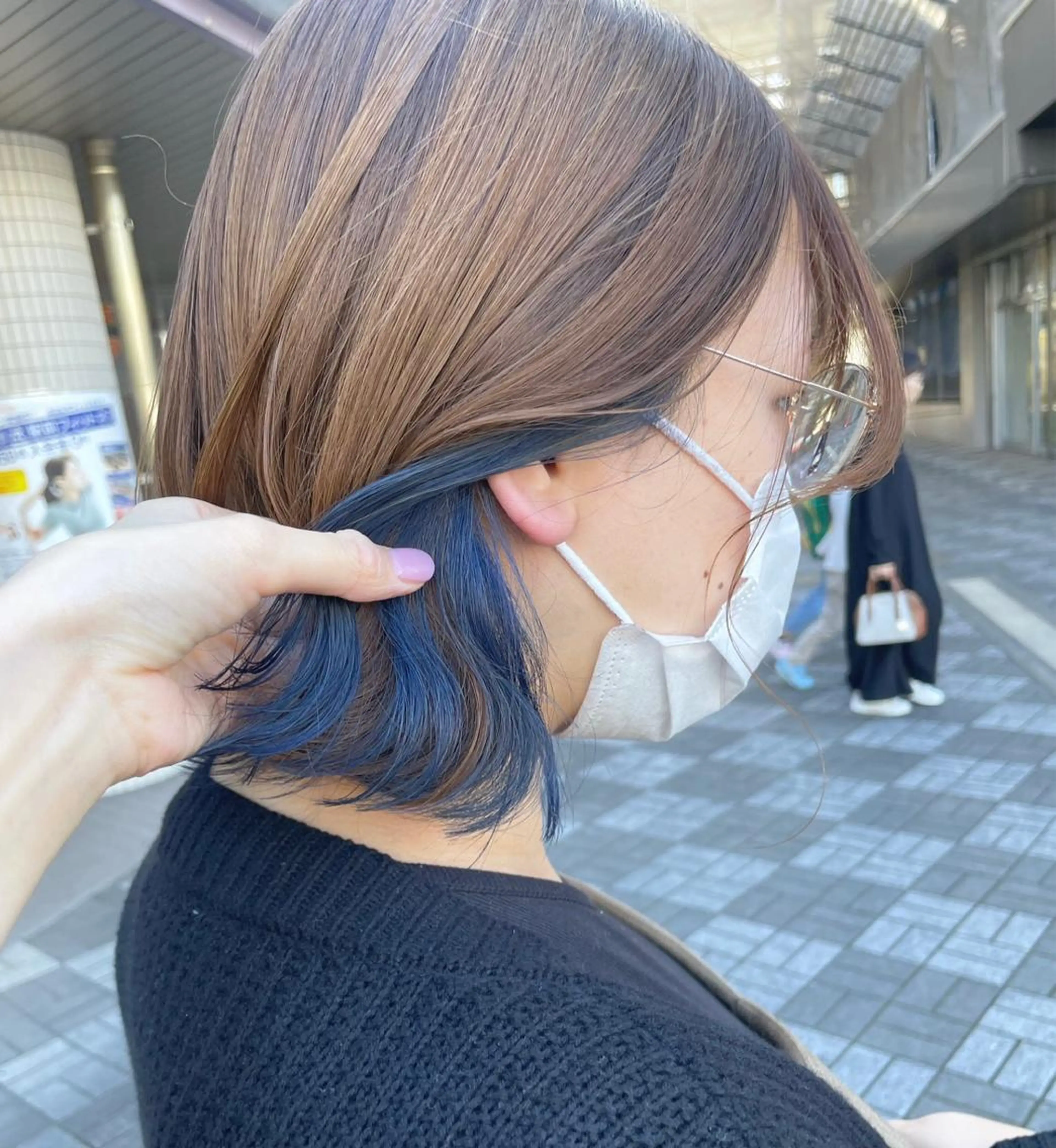 ミディアム カラー ブルーカラー インナーカラー 🌸HONOKA🌸 【グレージュ】のヘアスタイル