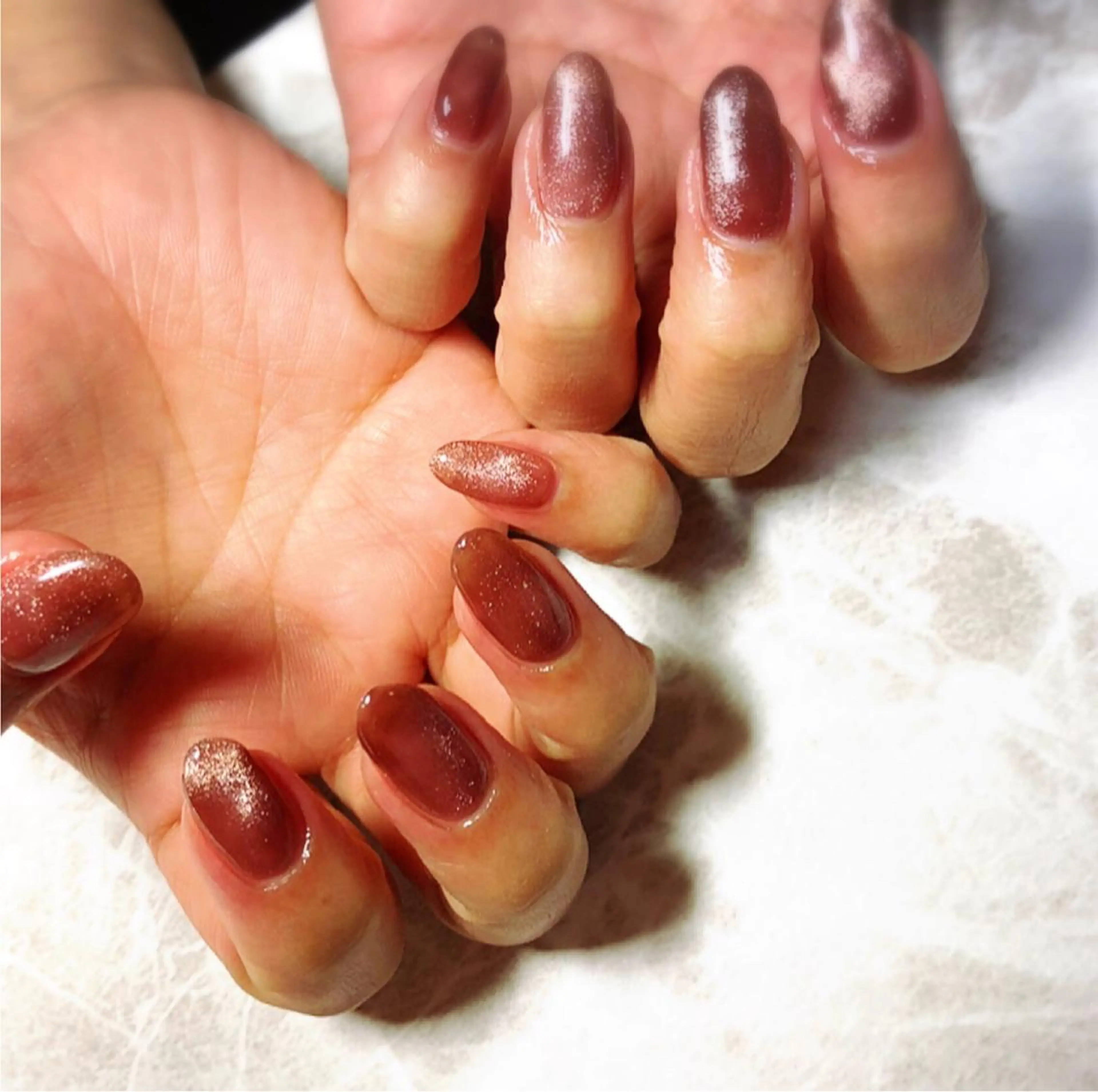 ネイル グラデーション ラメ(グリッター) ラメグラデーション マグネットネイル ワンカラーネイル Gracias. rieのネイルデザイン