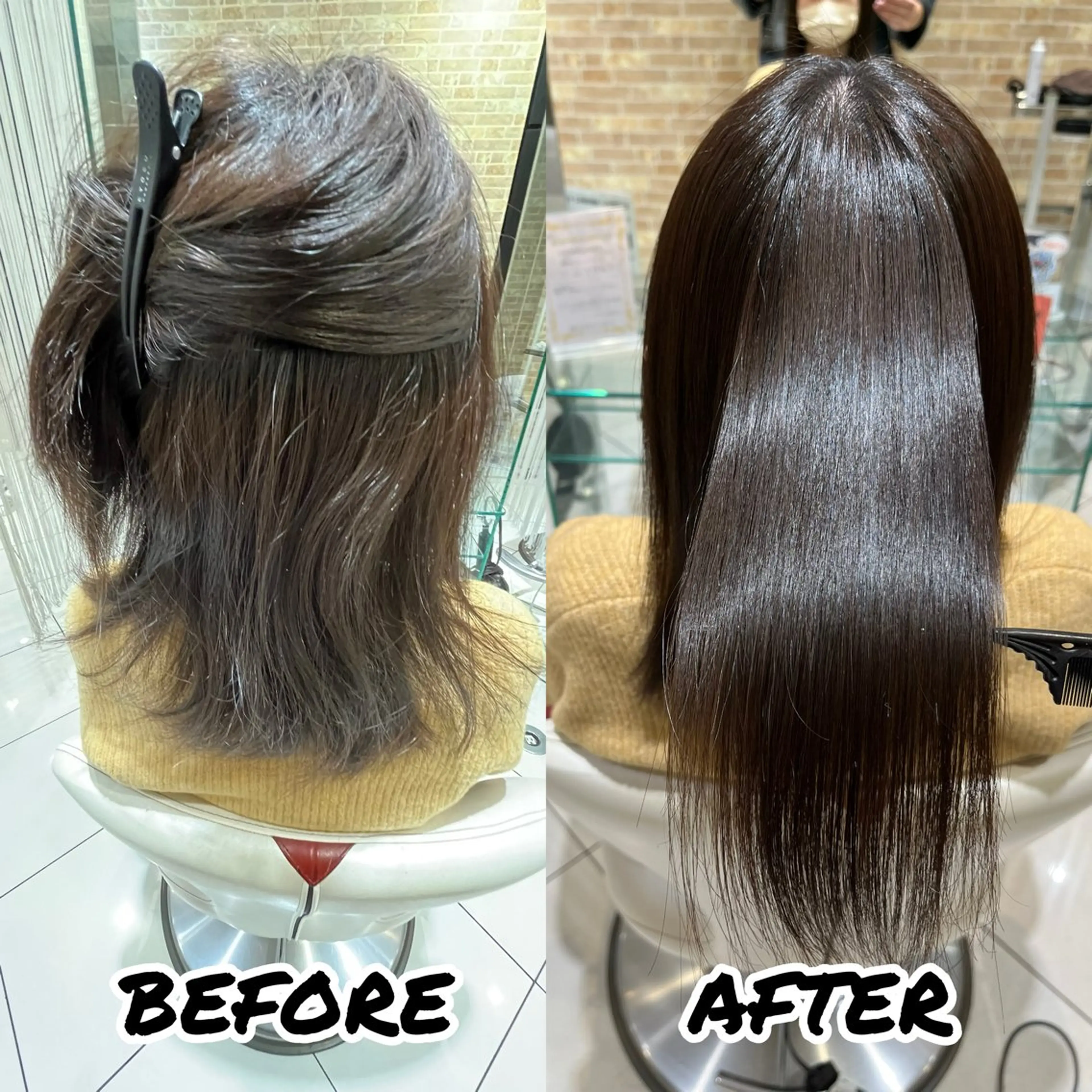 セミロング カット 縮毛矯正 トリートメント 髪質改善美容師 鈴木のヘアスタイル