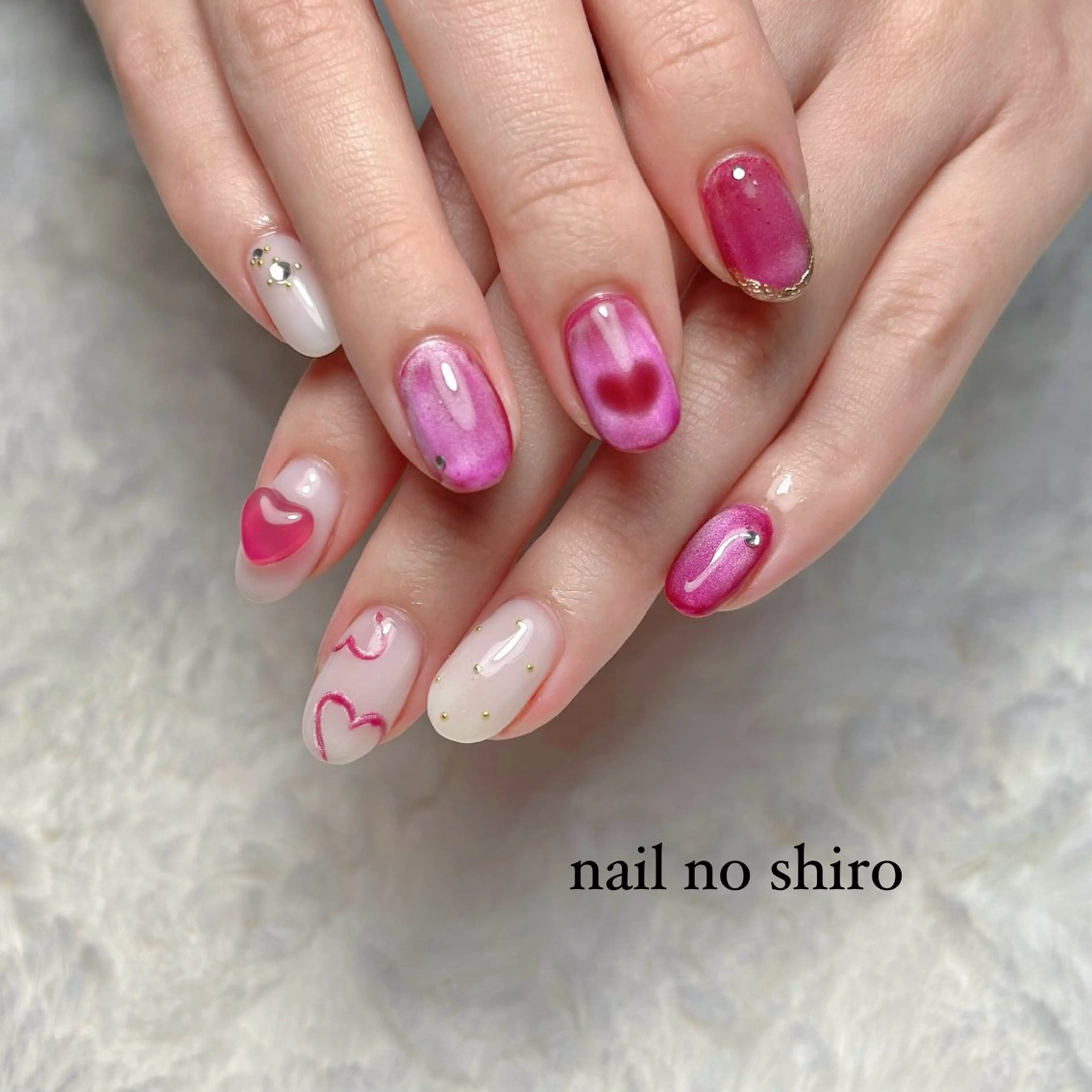 ネイル ハート ピンク ハンドネイル nail no shiro/耳つぼのその他イメージ