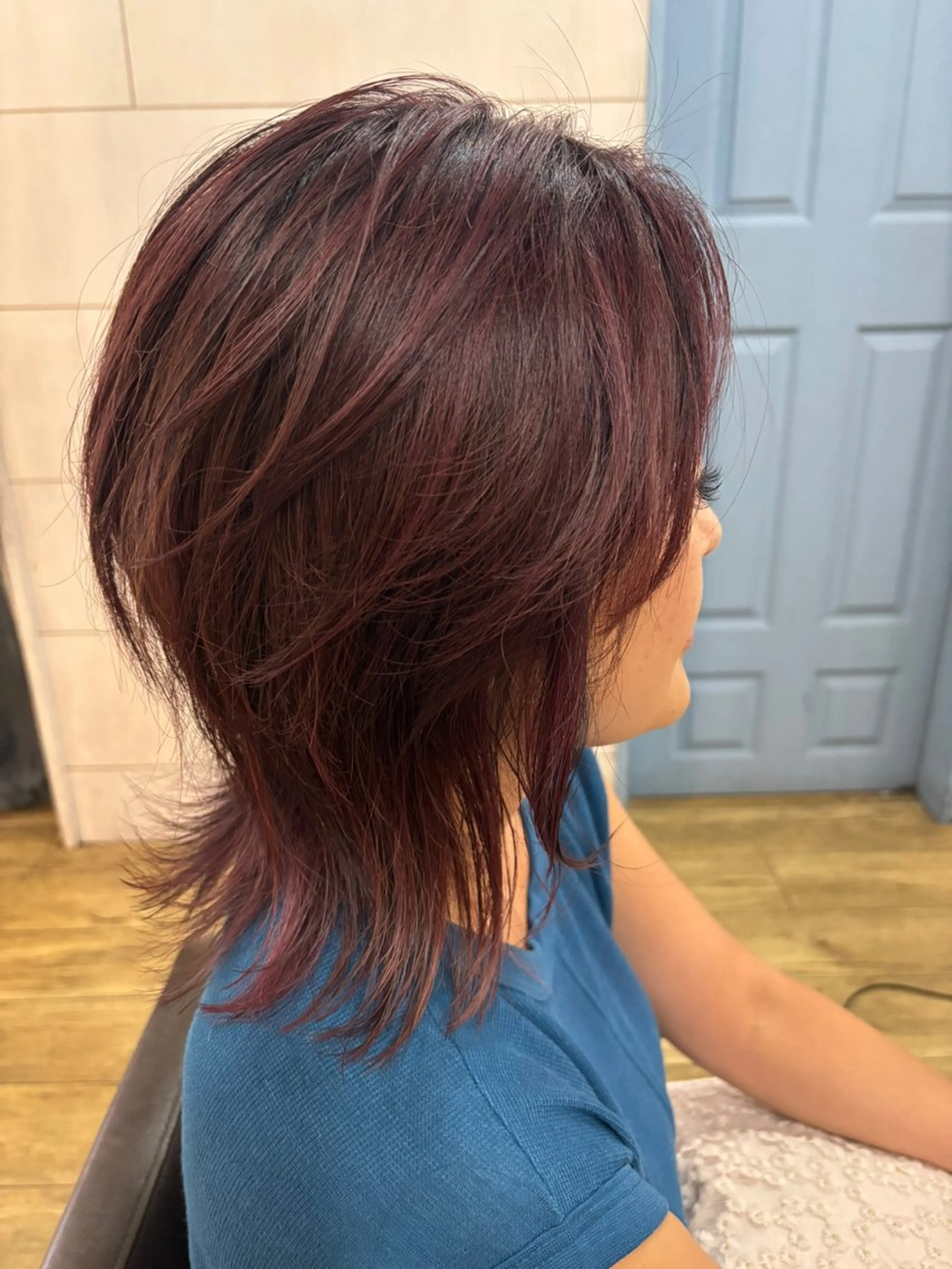 ミディアム レイヤーカット/ 縮毛矯正/ヒロシのヘアスタイル