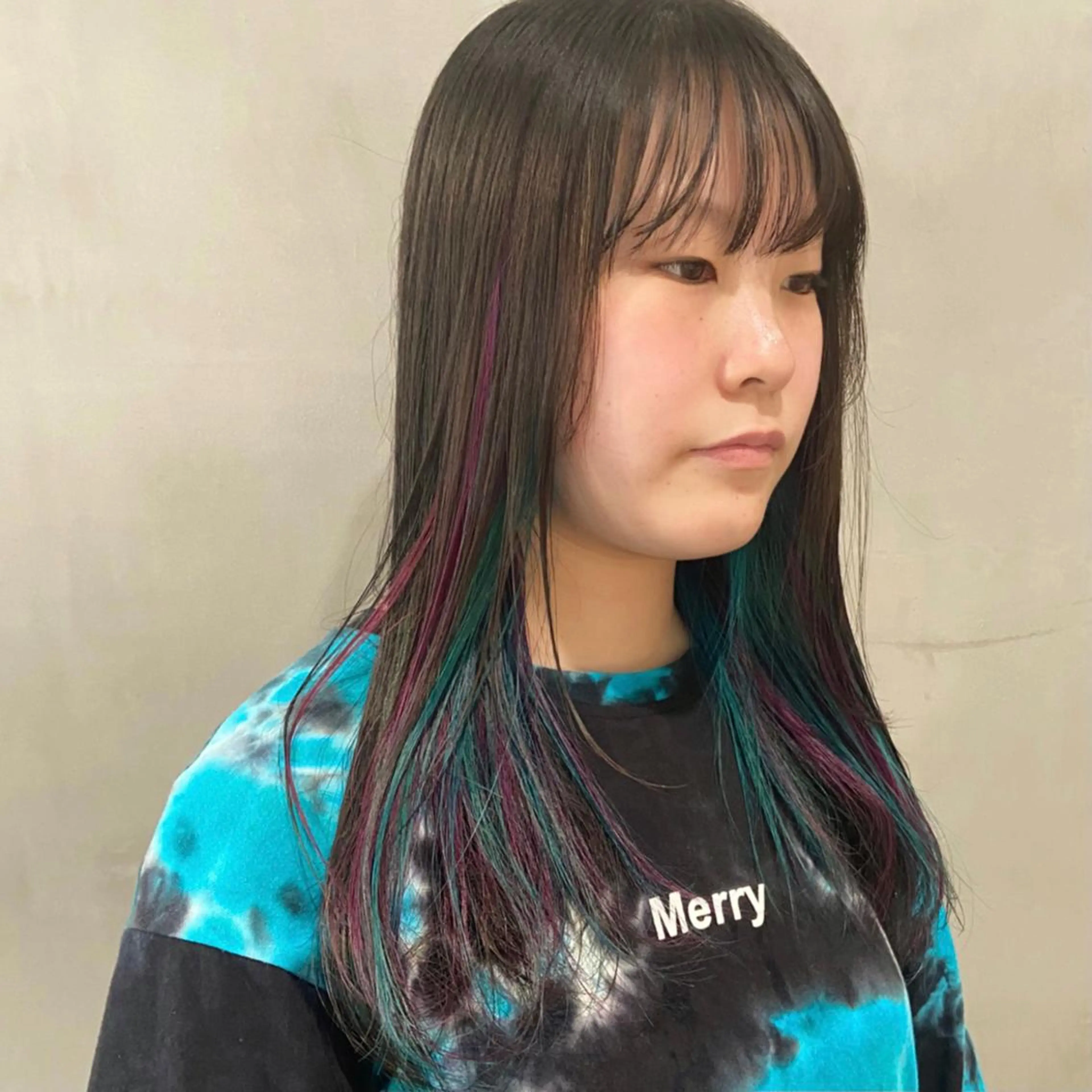 セミロング カラー ブルーカラー パープルカラー 顔まわり/暖色 可愛い特化🎀ゆうなのヘアスタイル