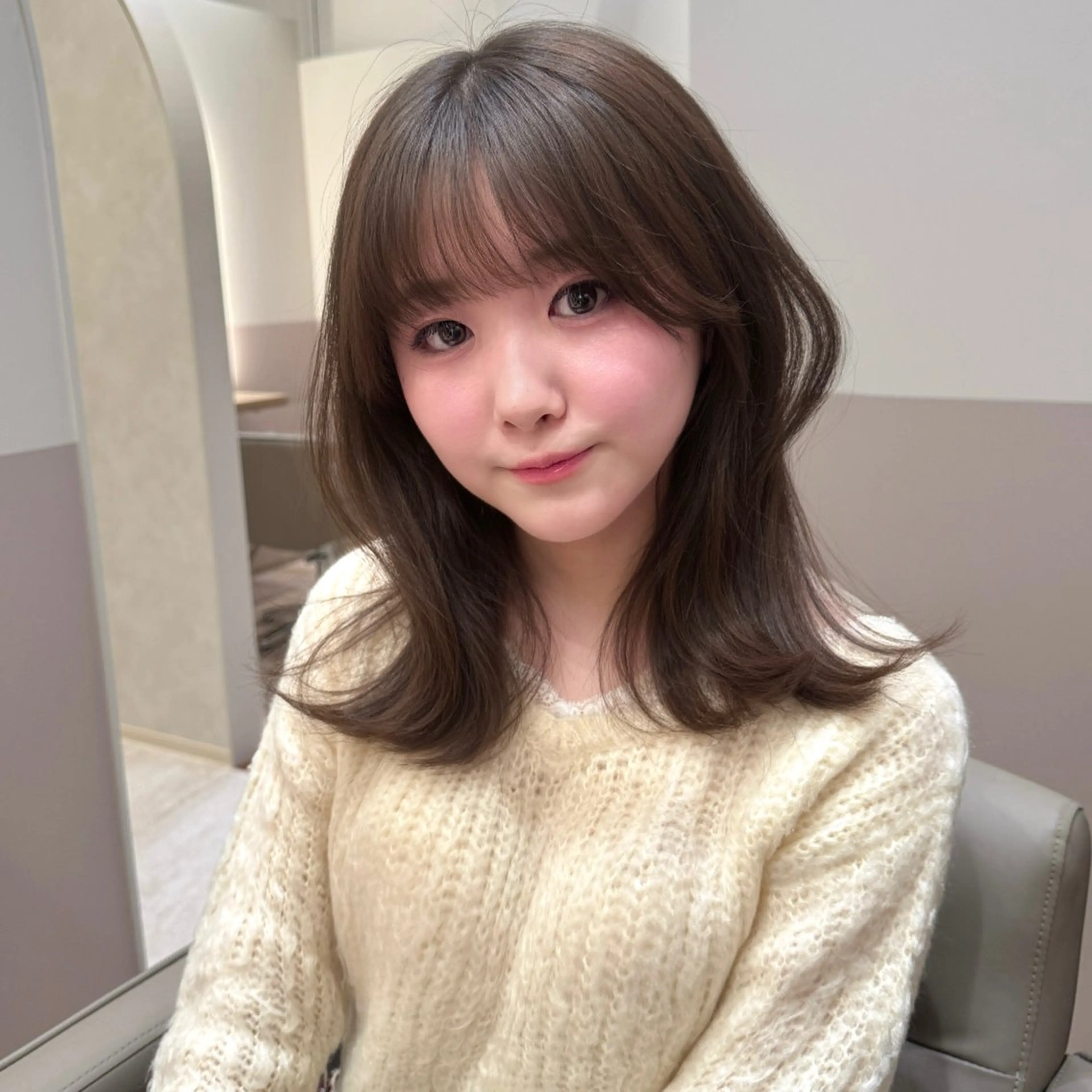 ミディアム カラー カット ヘアカラー トリートメント 🎀髪質改善×韓国レ イヤー×透明感/米田のヘアスタイル