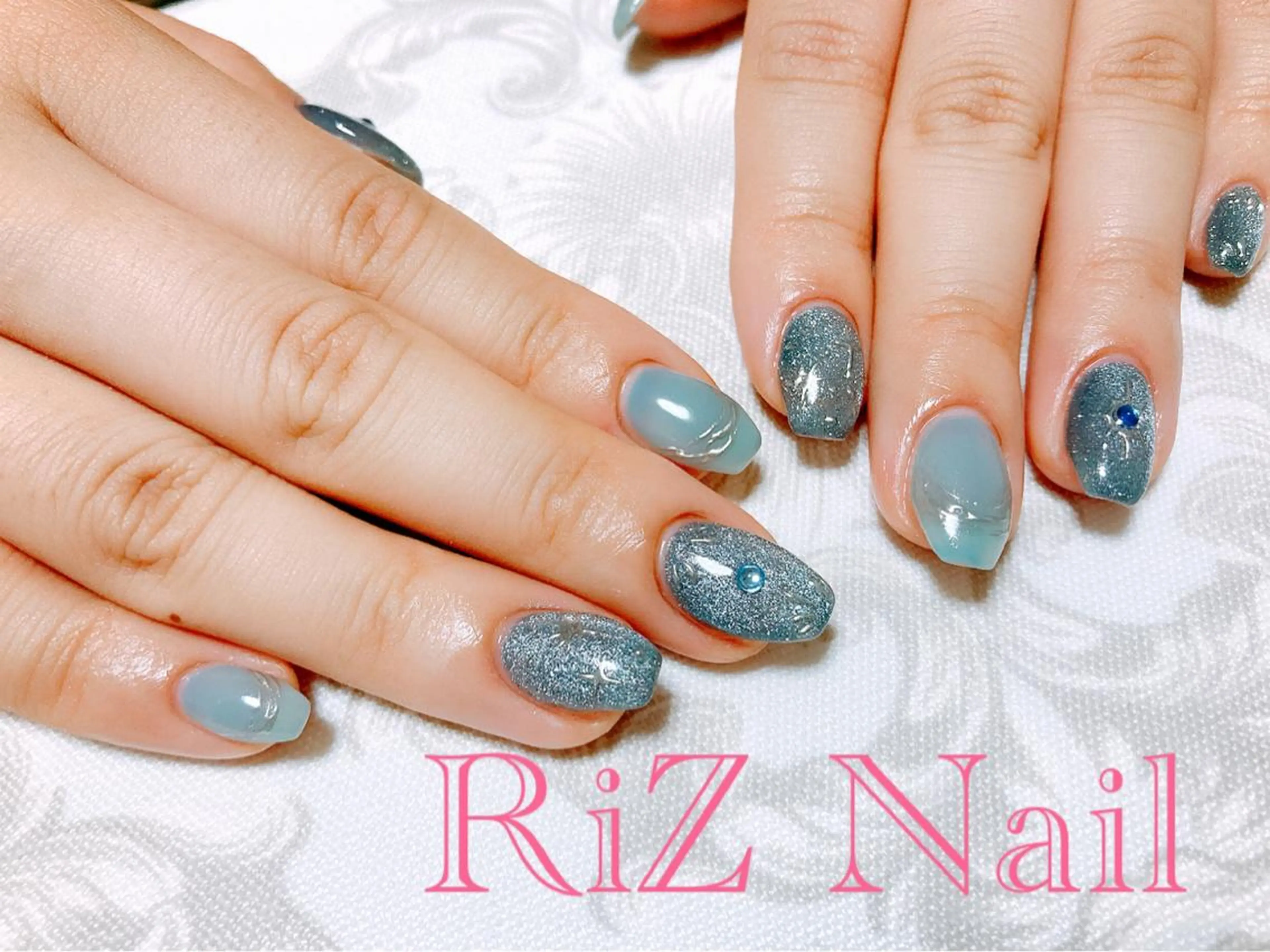 ネイル アートネイル フラッシュネイル フラッシュマグ マグネットネイル ミラーネイル RiZ nail salonのネイルデザイン