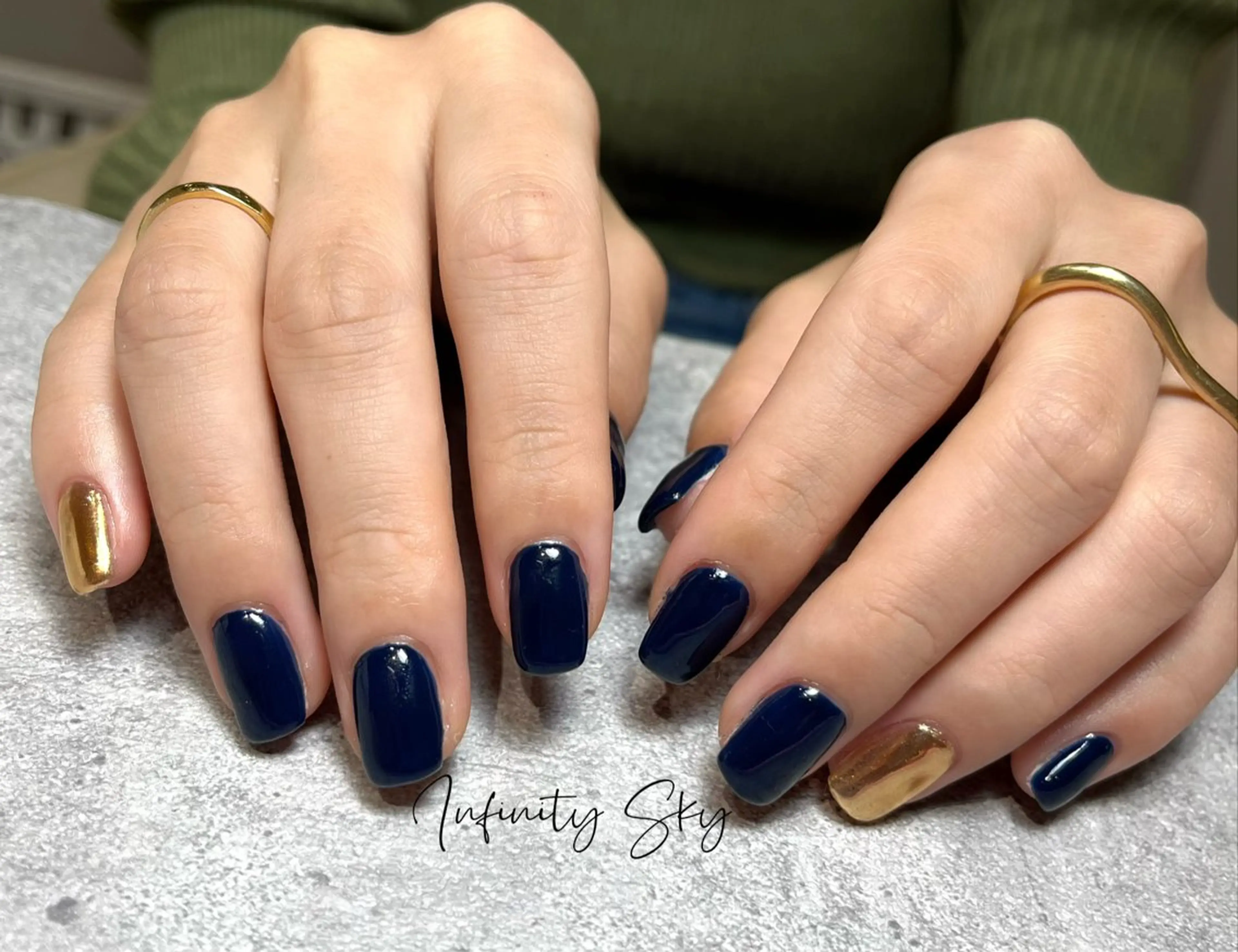 ネイル ネイビー シンプルネイル infinity skyのネイルデザイン