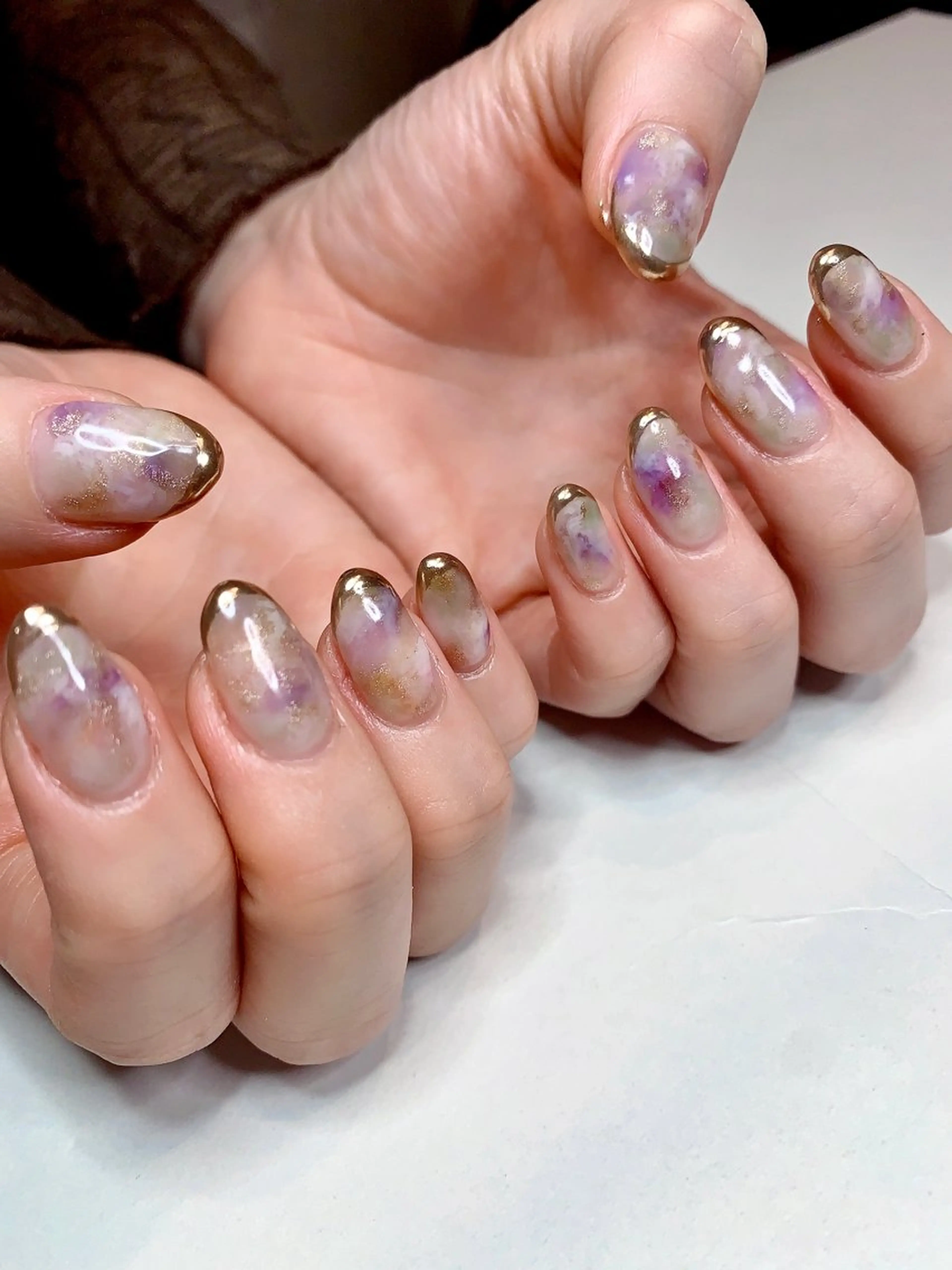 ネイル アートネイル フレンチネイル ゴールド キラキラネイル ミラーネイル シェアサロンLei.g(レイジー)所属・3Dアートネイル💗 都築レナのネイルデザイン