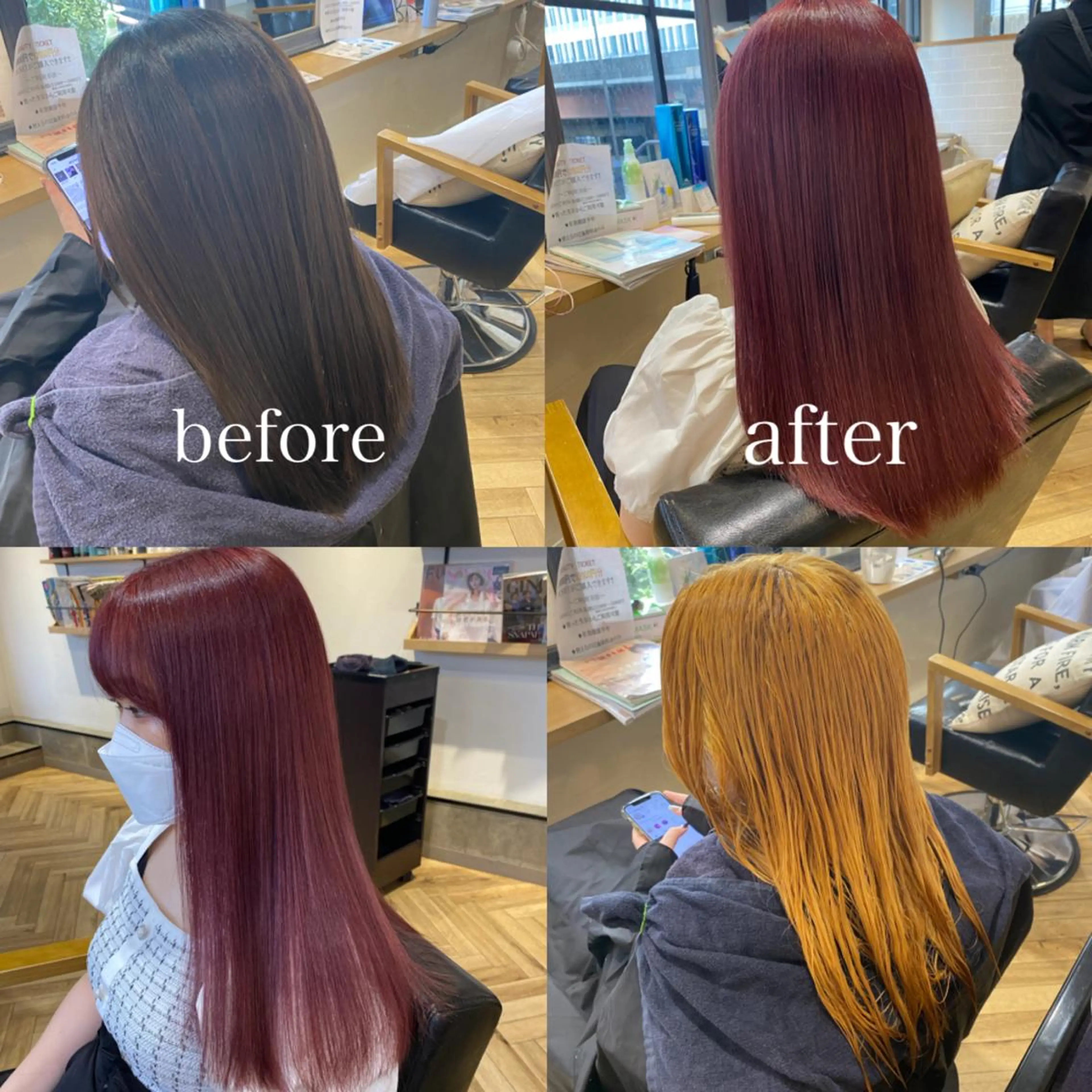 ロング カラー ブリーチ ピンクカラー 艶カラー/韓国顔周り 🎀mamiのヘアスタイル