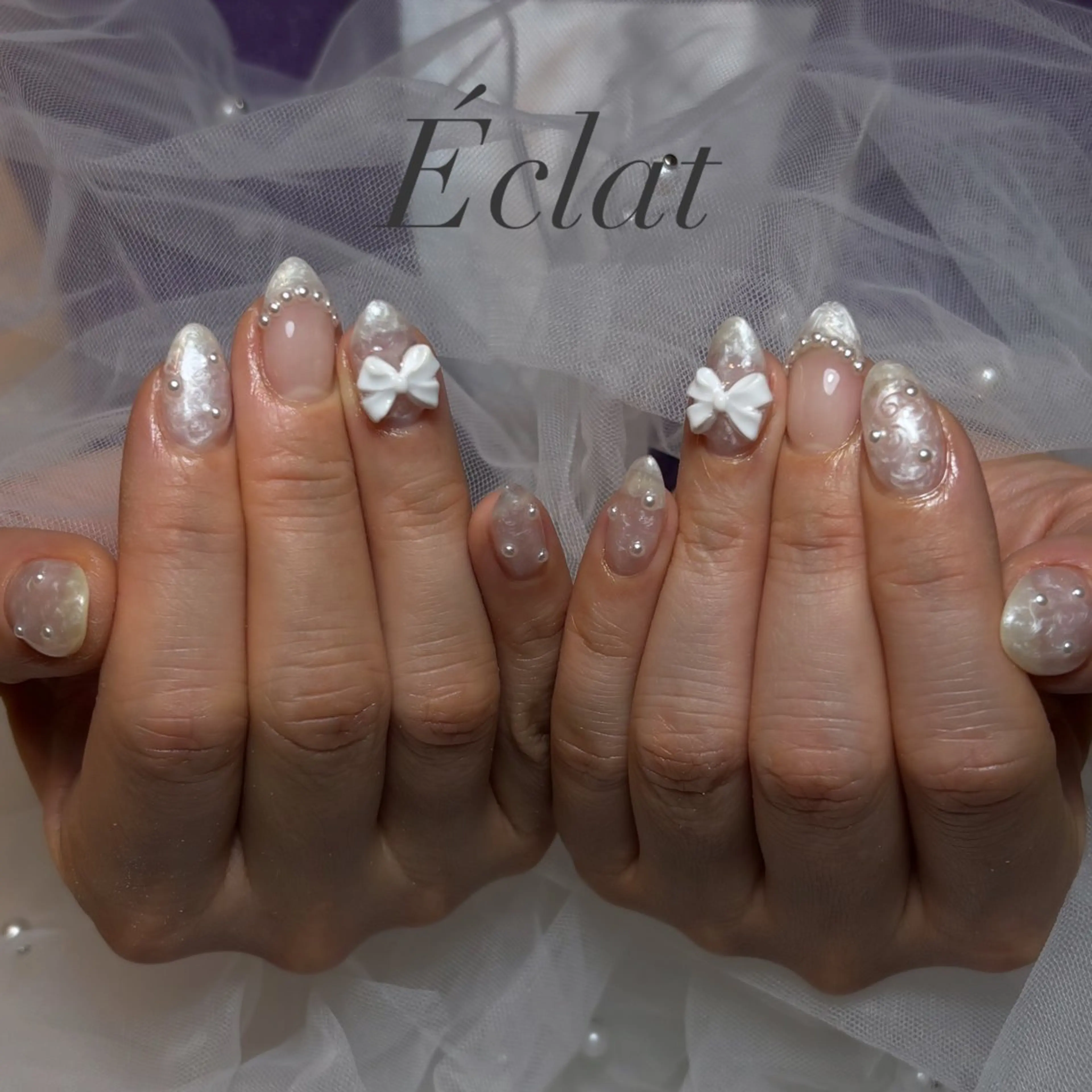 ネイル ホワイト ハンドネイル nail salon Éclatのネイルデザイン