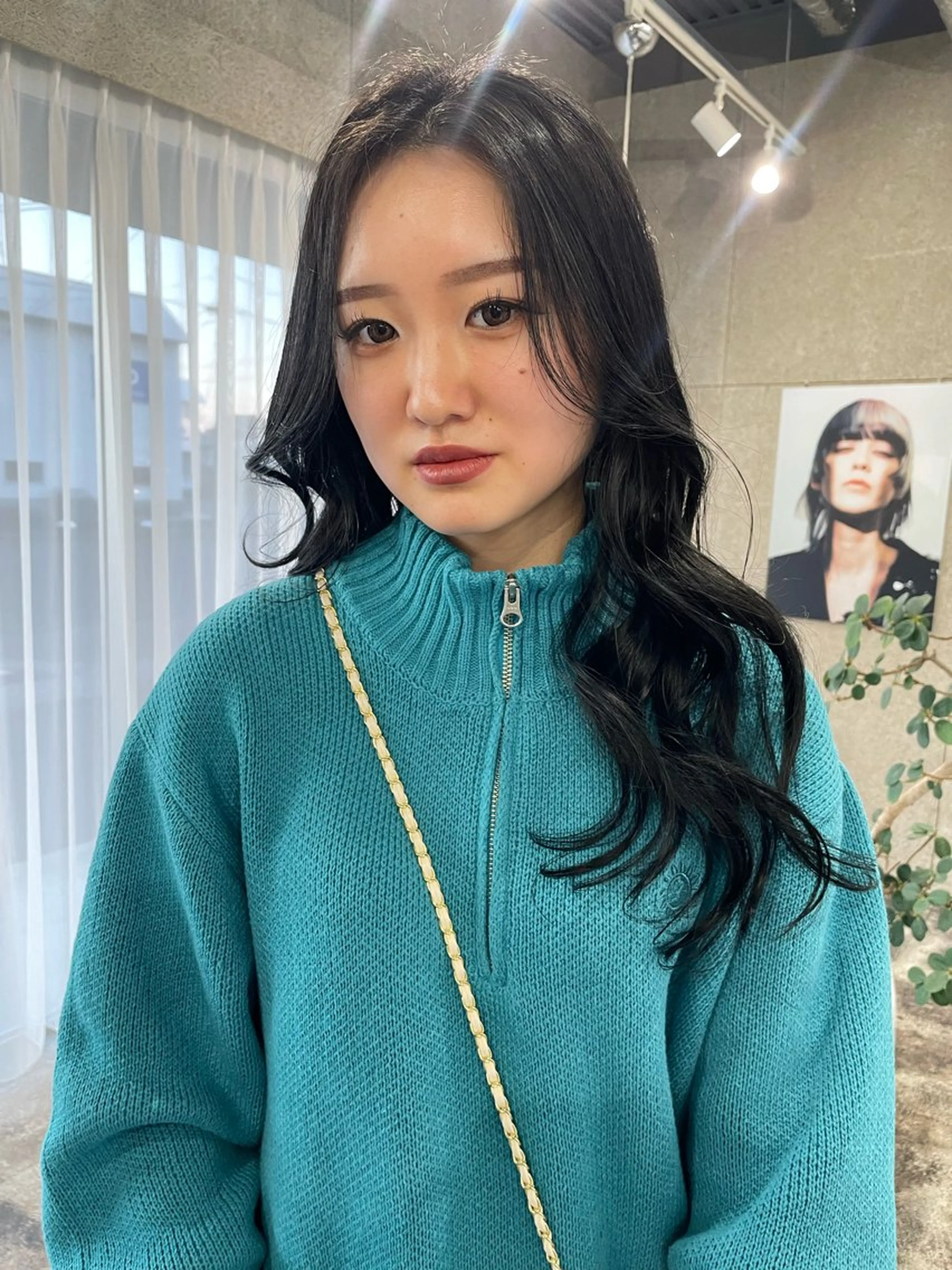 ロング カラー 黒髪 顔周りカット レイヤーカット akiba ryokaのヘアスタイル