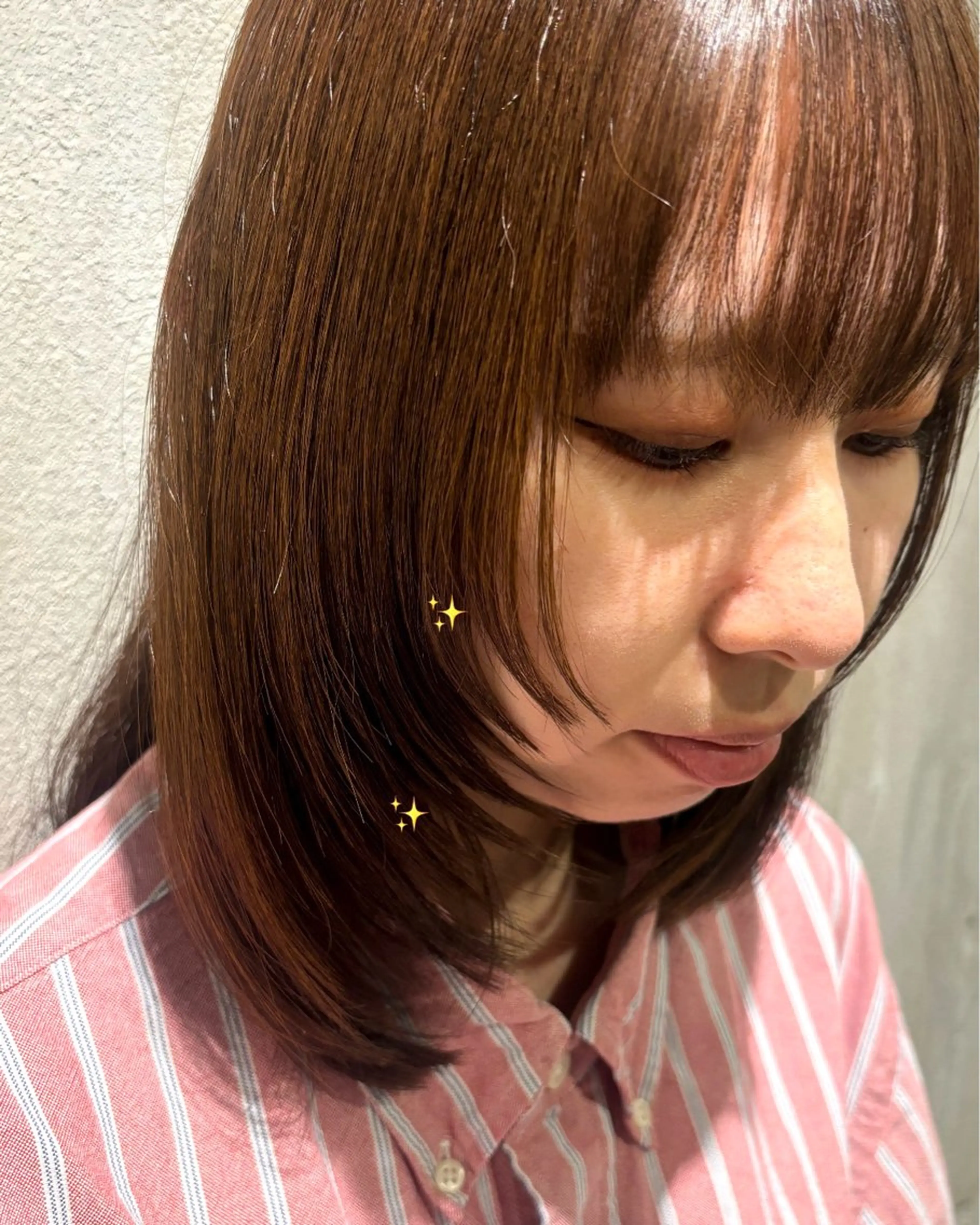 セミロング カラー 顔周りカット レイヤーカット 小木曽 里華のヘアスタイル