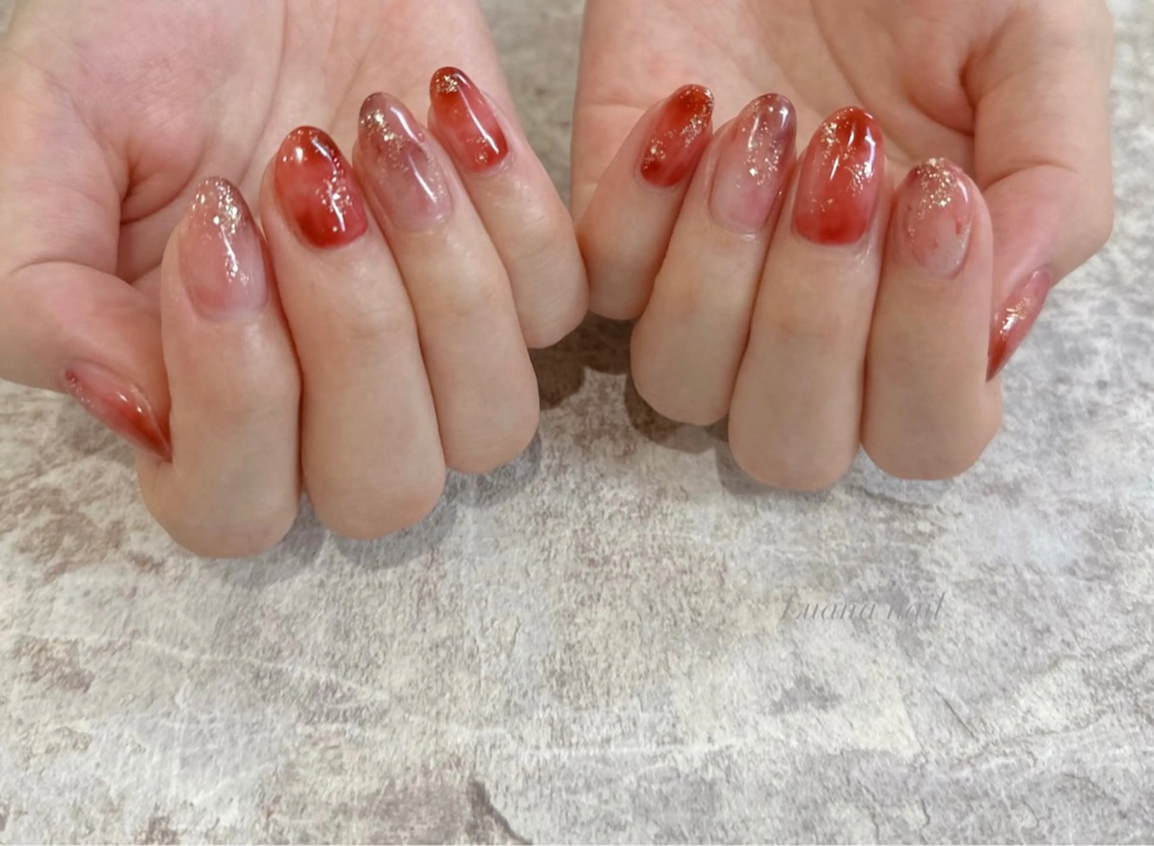 キッズ ネイル ジェルネイル 大理石ネイル(マーブル) ニュアンスネイル パラジェル 冬ネイル Luana nail (ルアナネイル)のネイルデザイン