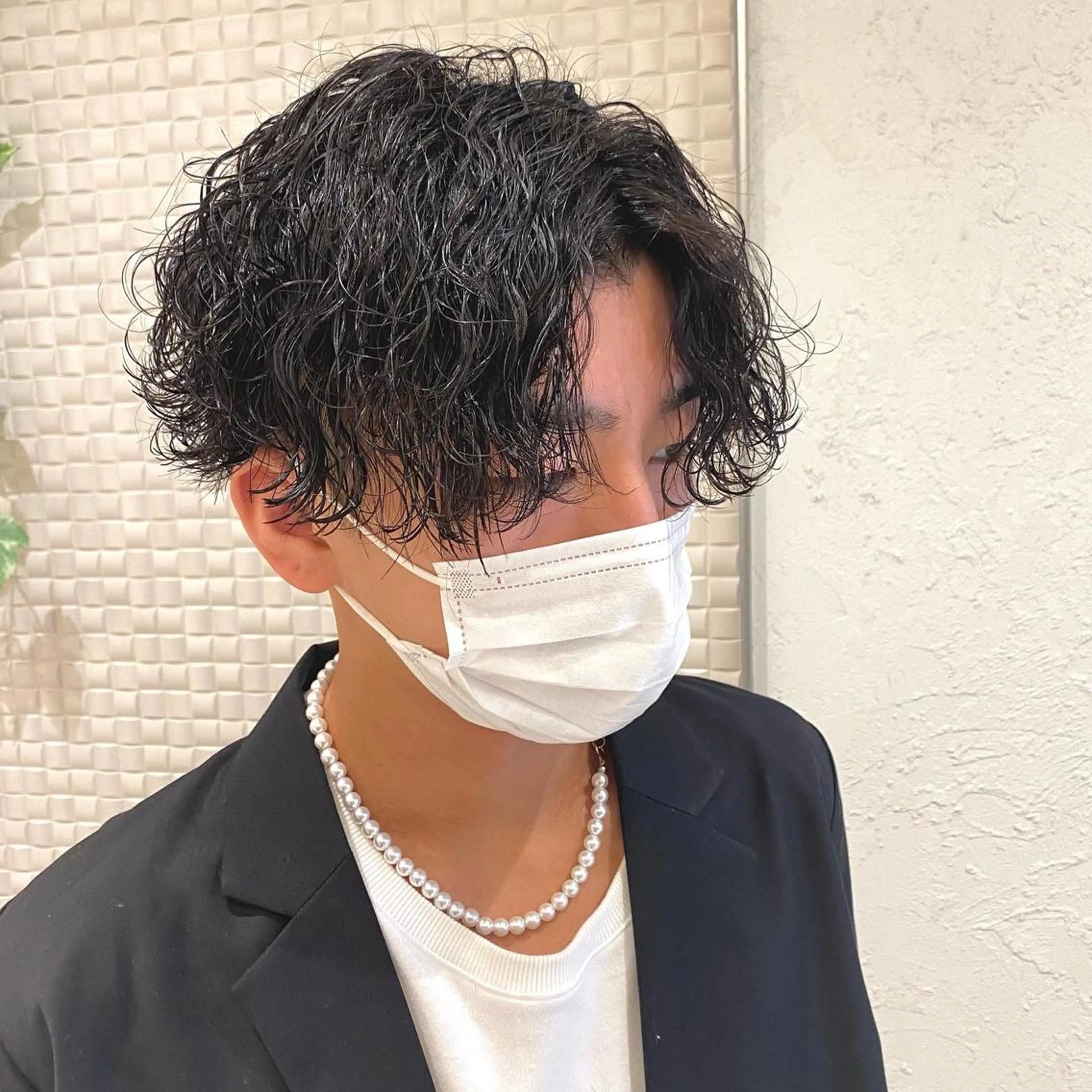 ミディアム カット パーマ トリートメント ヘアセット 新宿メンズパーマ ヨモギダのヘアスタイル