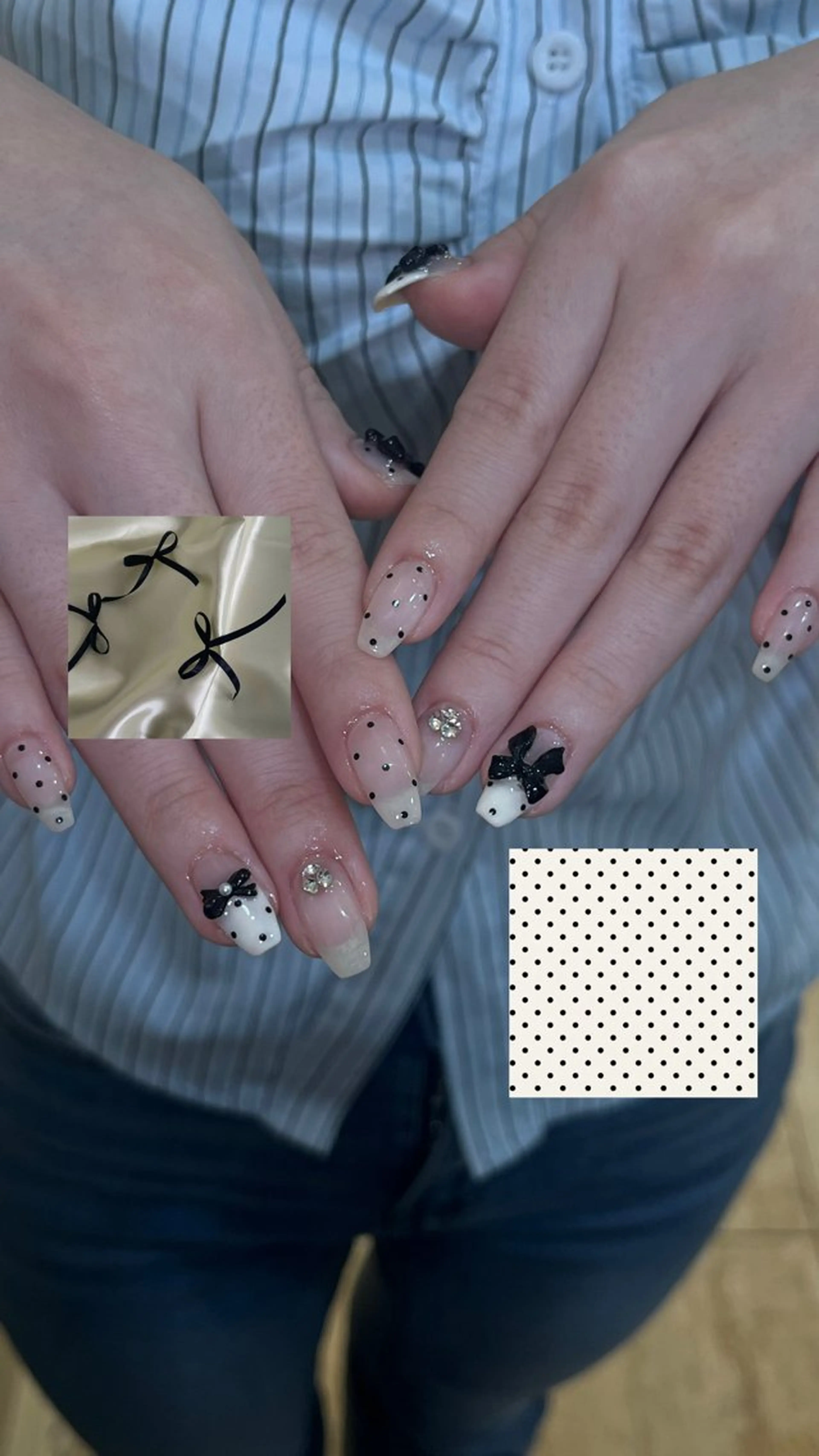 ネイル ドット 持ち込み リボン 🎀Tink  藤沢 🎀堀井愛華のマツエク・マツパデザイン