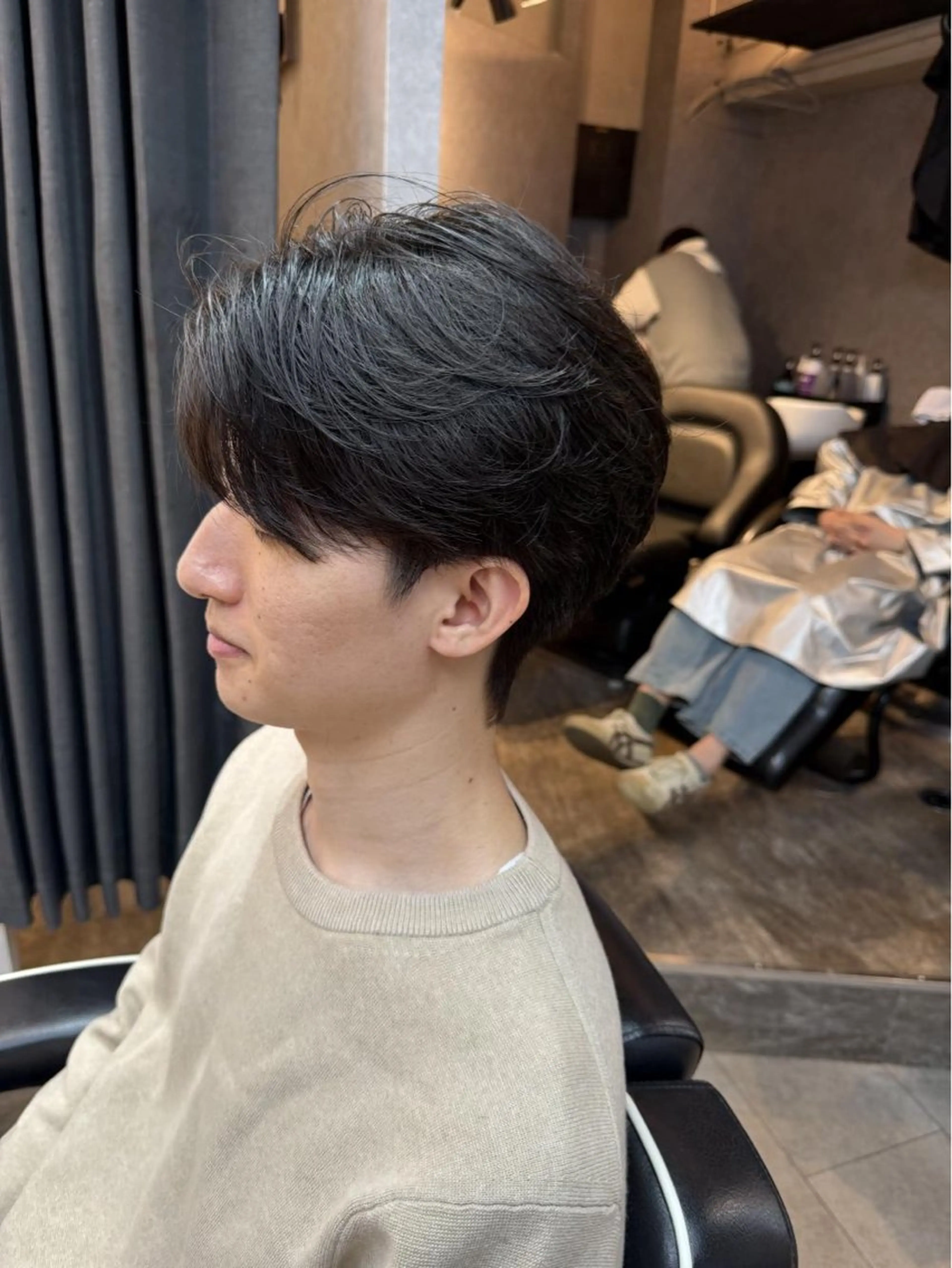 🎊​〜​オープン記念限定​〜​🎊【前髪を立ち上げる】コンマカット✕コンマパーマ 韓流風メンズ/センターパート/ガイルカットの写真