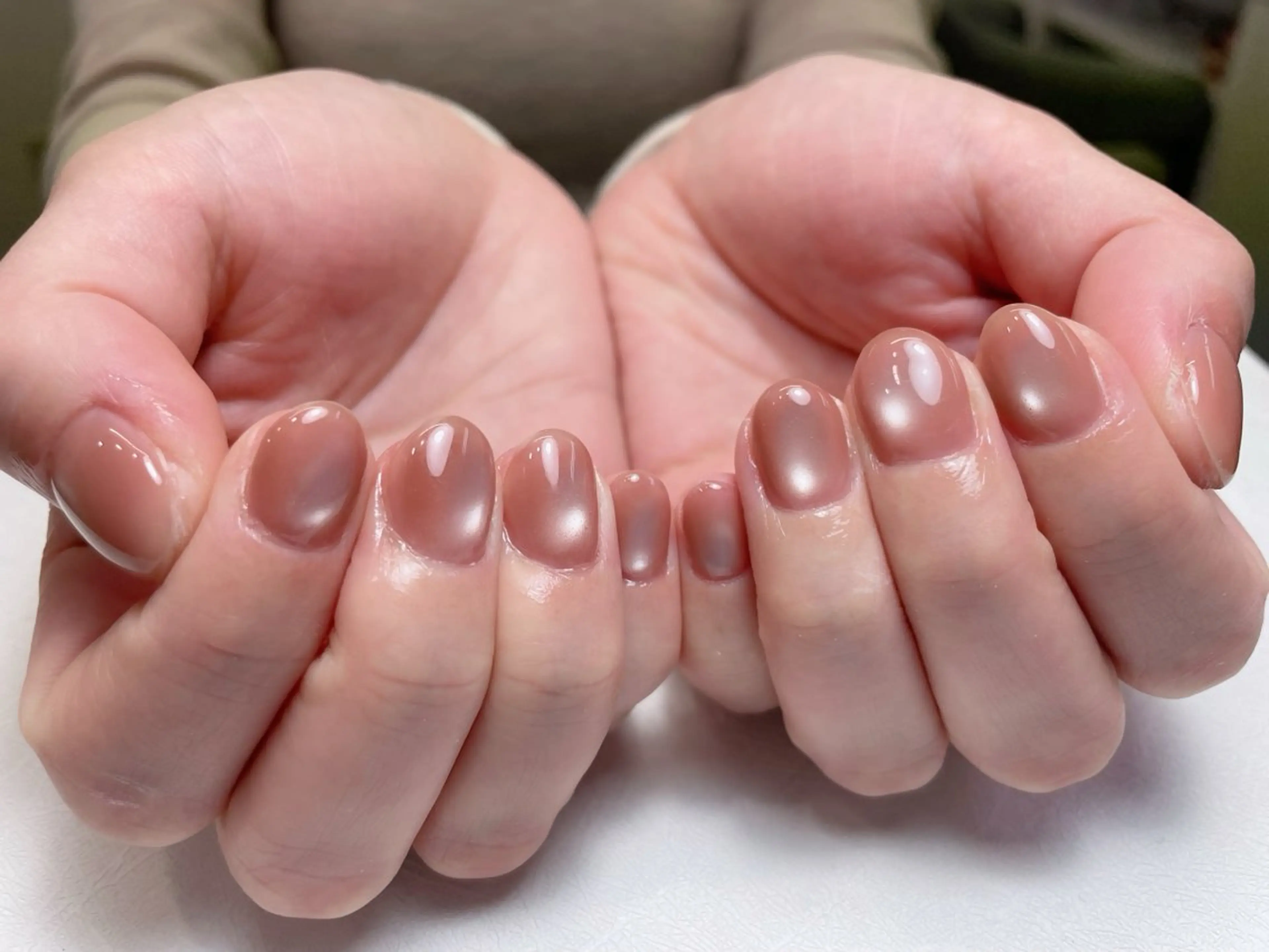 ネイル アートネイル オーロラネイル ブラウン チークネイル 成人式 中野駅から2分 MEO NAILのネイルデザイン