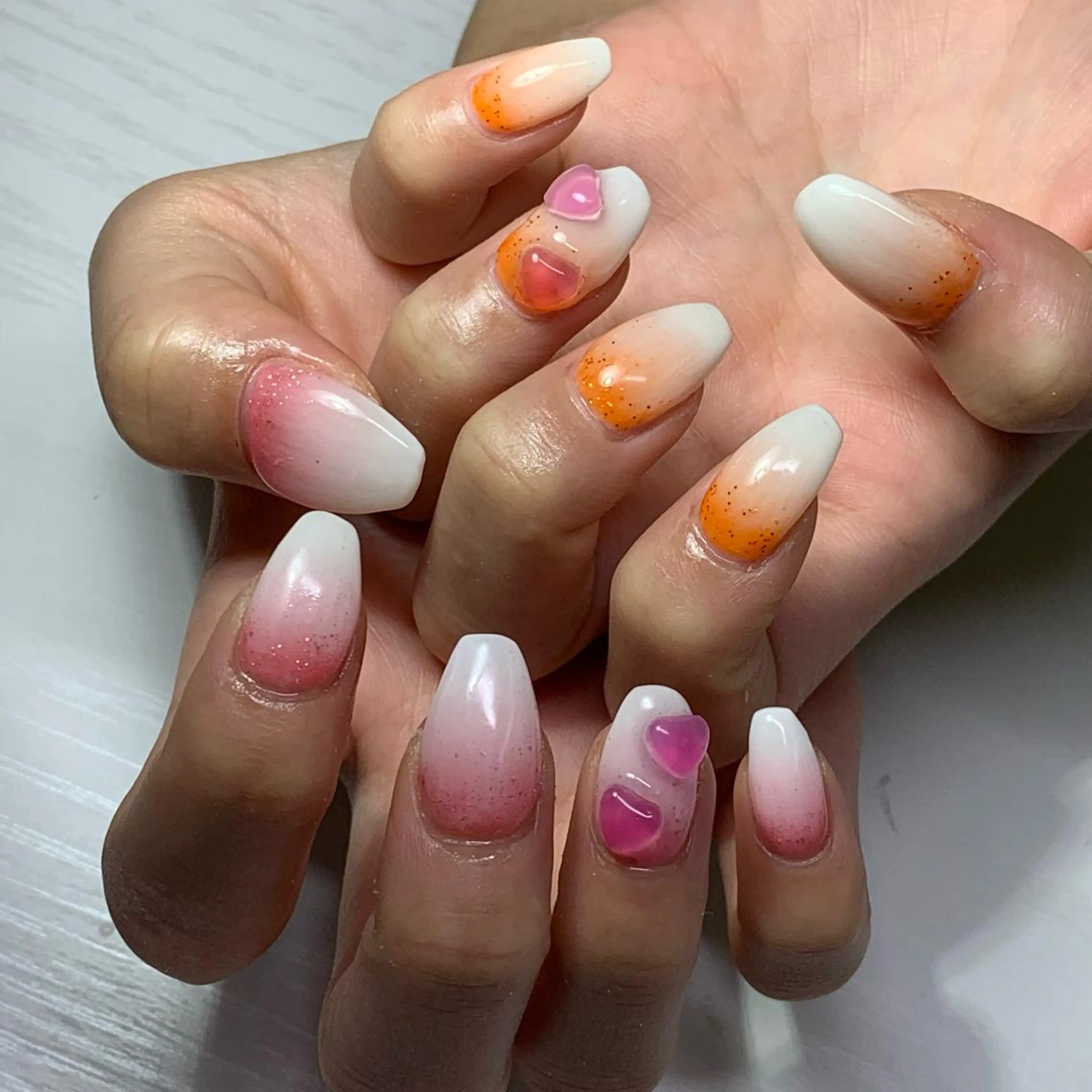 ネイル ハンドネイル καρδιά -ｶﾙﾃﾞｨｱ-のネイルデザイン