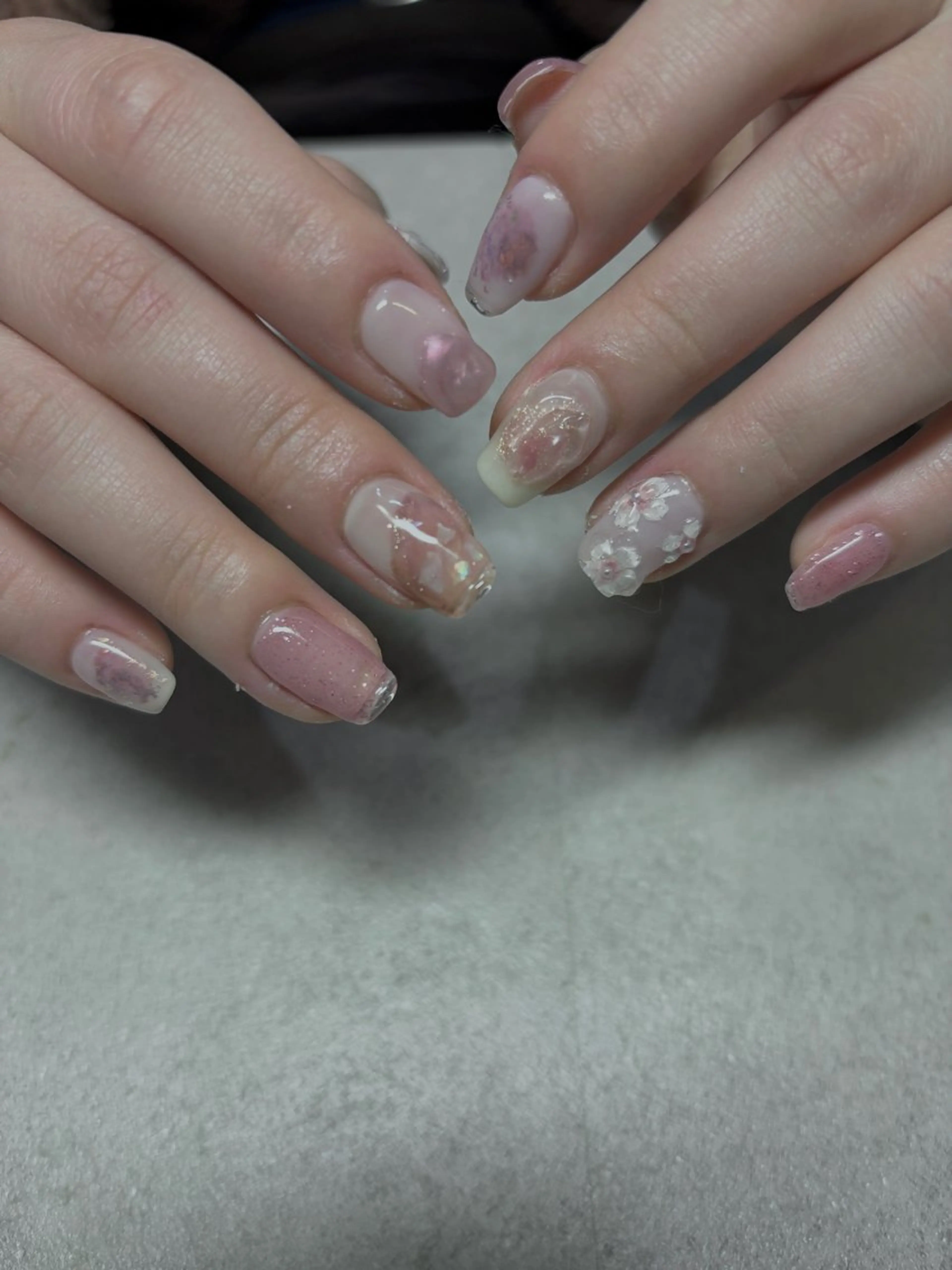 ネイル 桜ネイル クリアネイル フレンチネイル 持ち込み ニュアンスネイル ハンドネイル acs.n所属・ネイル，耳つぼ 風間すみれのその他イメージ