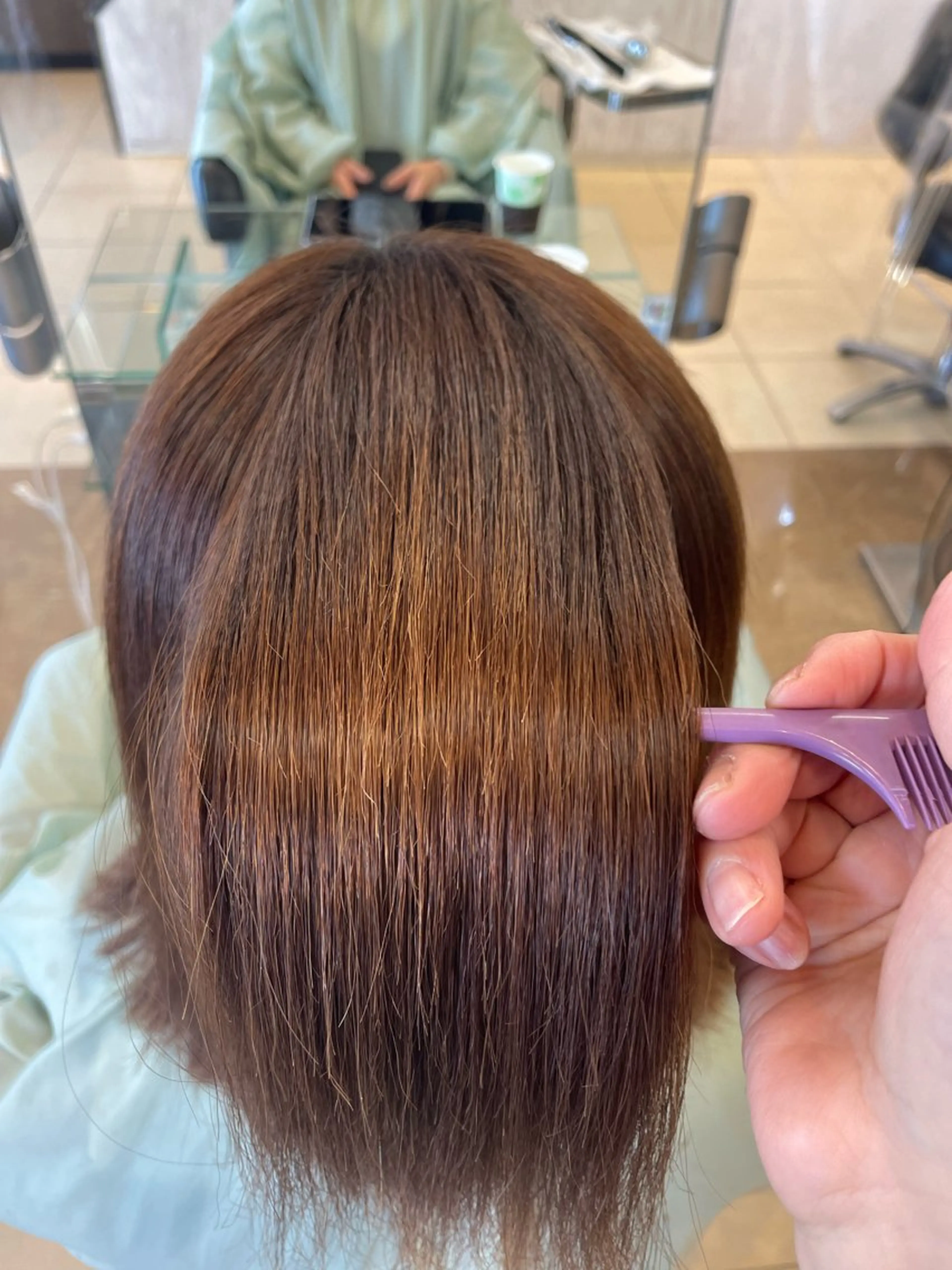 ミディアム カラー パーマ 髪質改善 葭葉 久美子のヘアスタイル