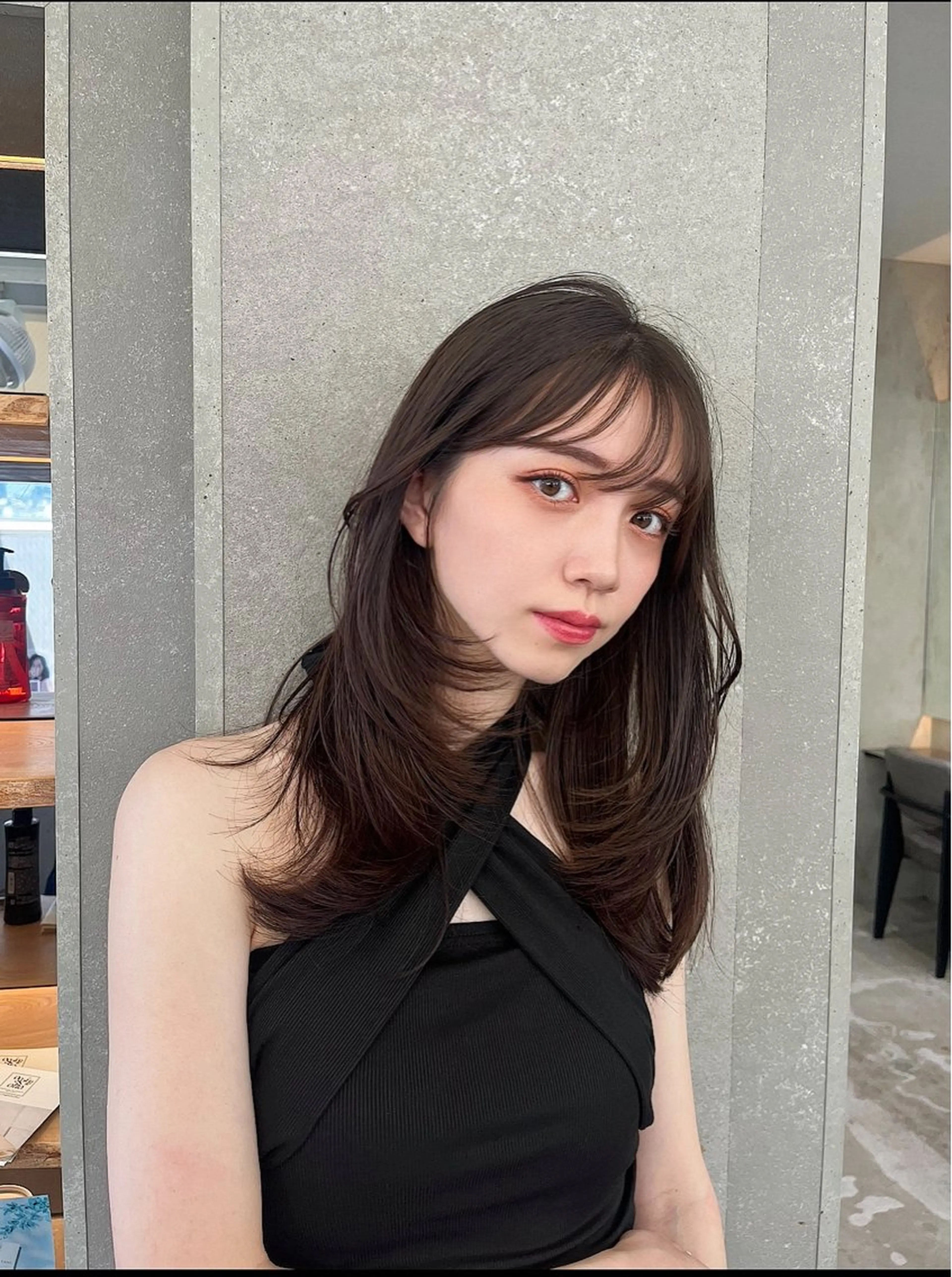 ミディアム カラー 山崎/ボブ縮毛矯正 レイヤー髪質改善のヘアスタイル