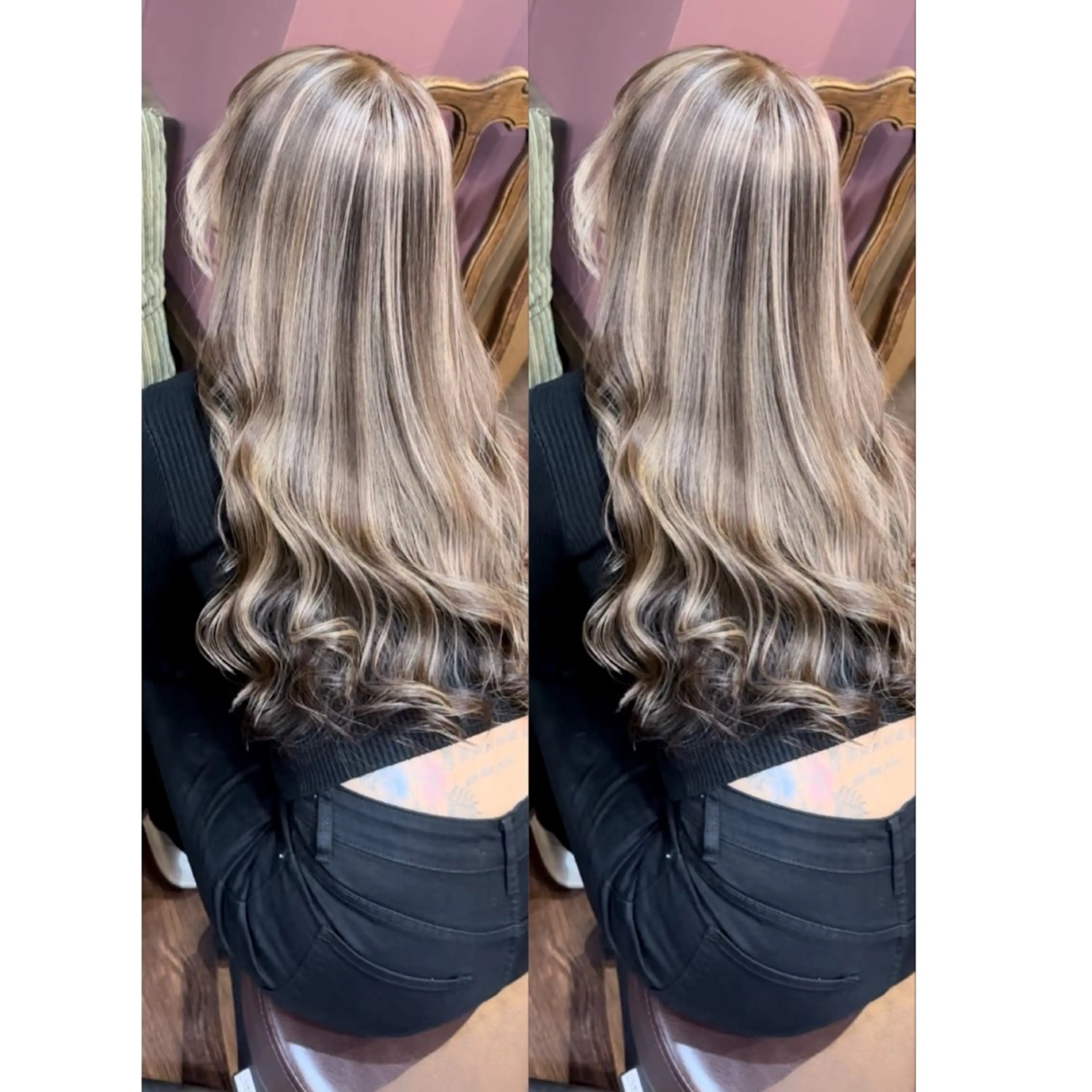 ロング カラー バレイヤージュ ハイライトカラー ハイライト レイヤーカット カット ヘアカラー トリートメント Beyond（kitaro）所属・石井辰功也 フリーランス美容師のヘアスタイル