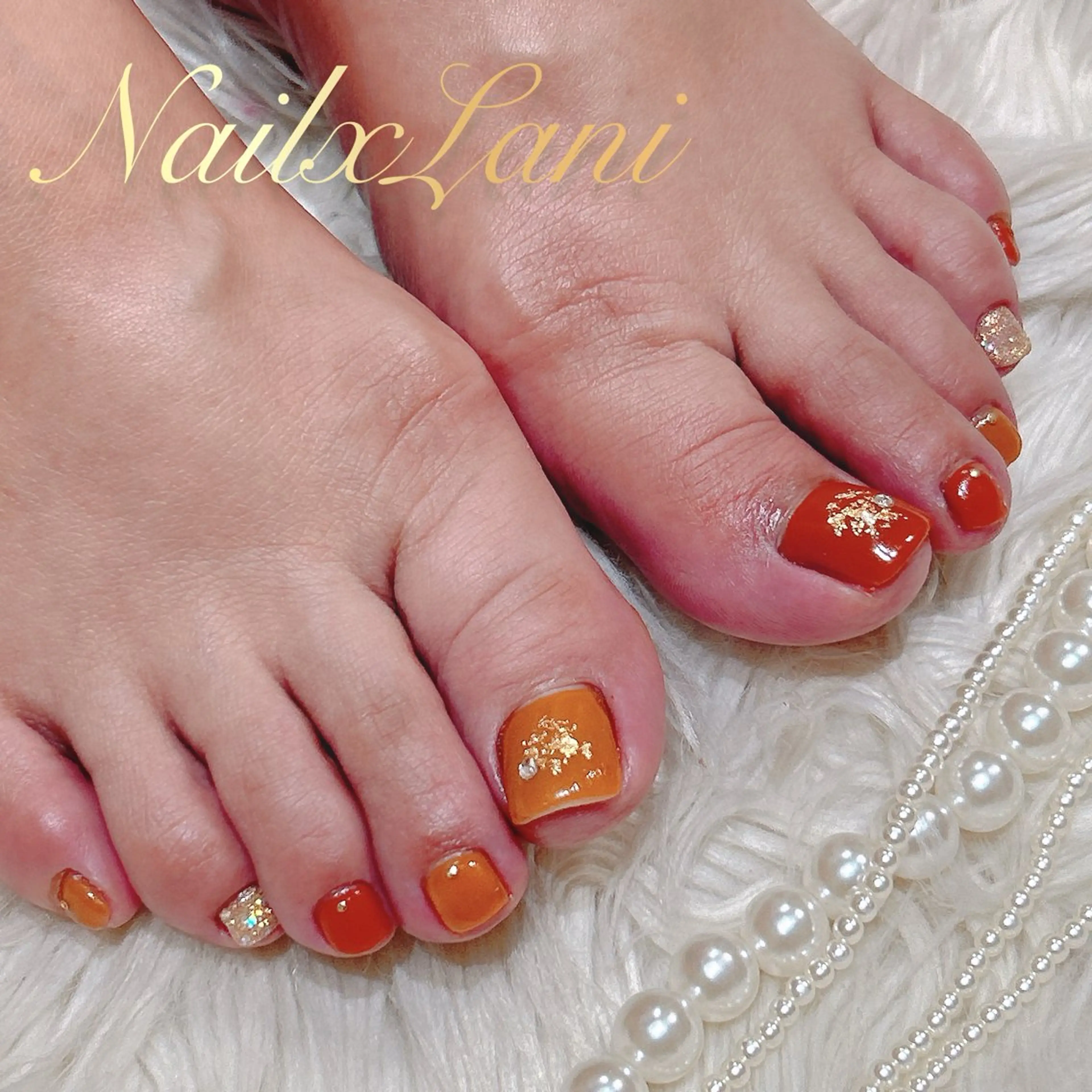 ネイル フットネイル ジェルネイル マグネットネイル パラジェル Nail×Lani 深爪矯正対応◎のネイルデザイン