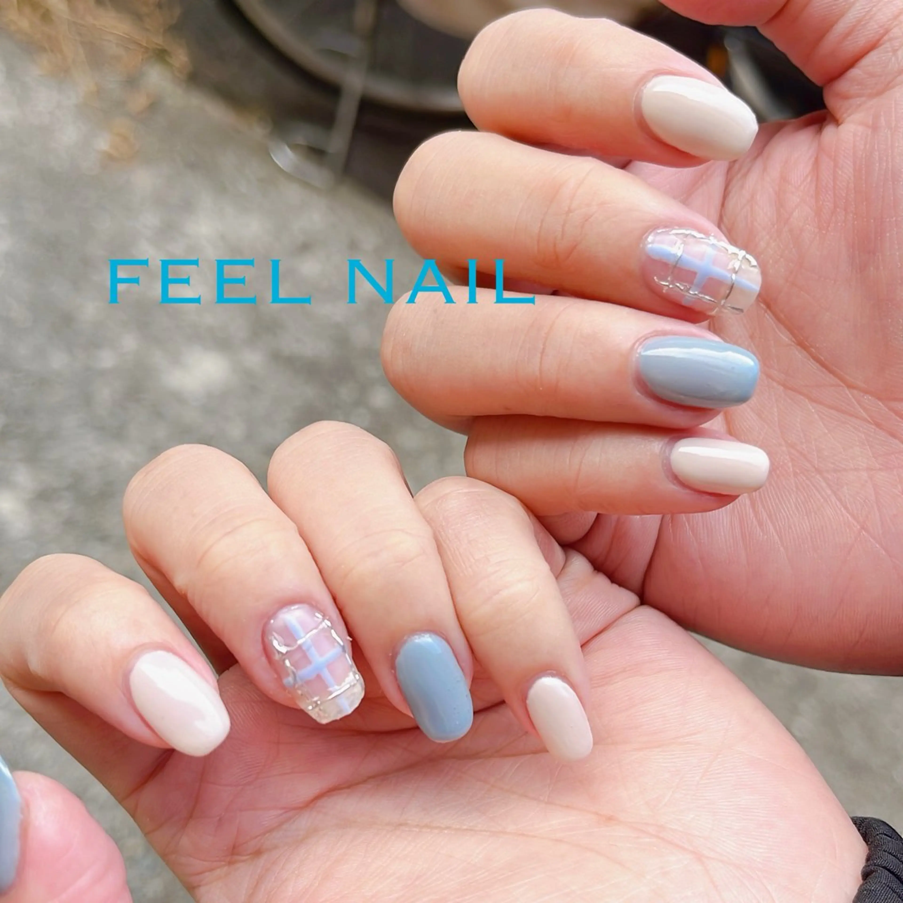 ネイル ブルー シンプルネイル 秋好 悠のネイルデザイン