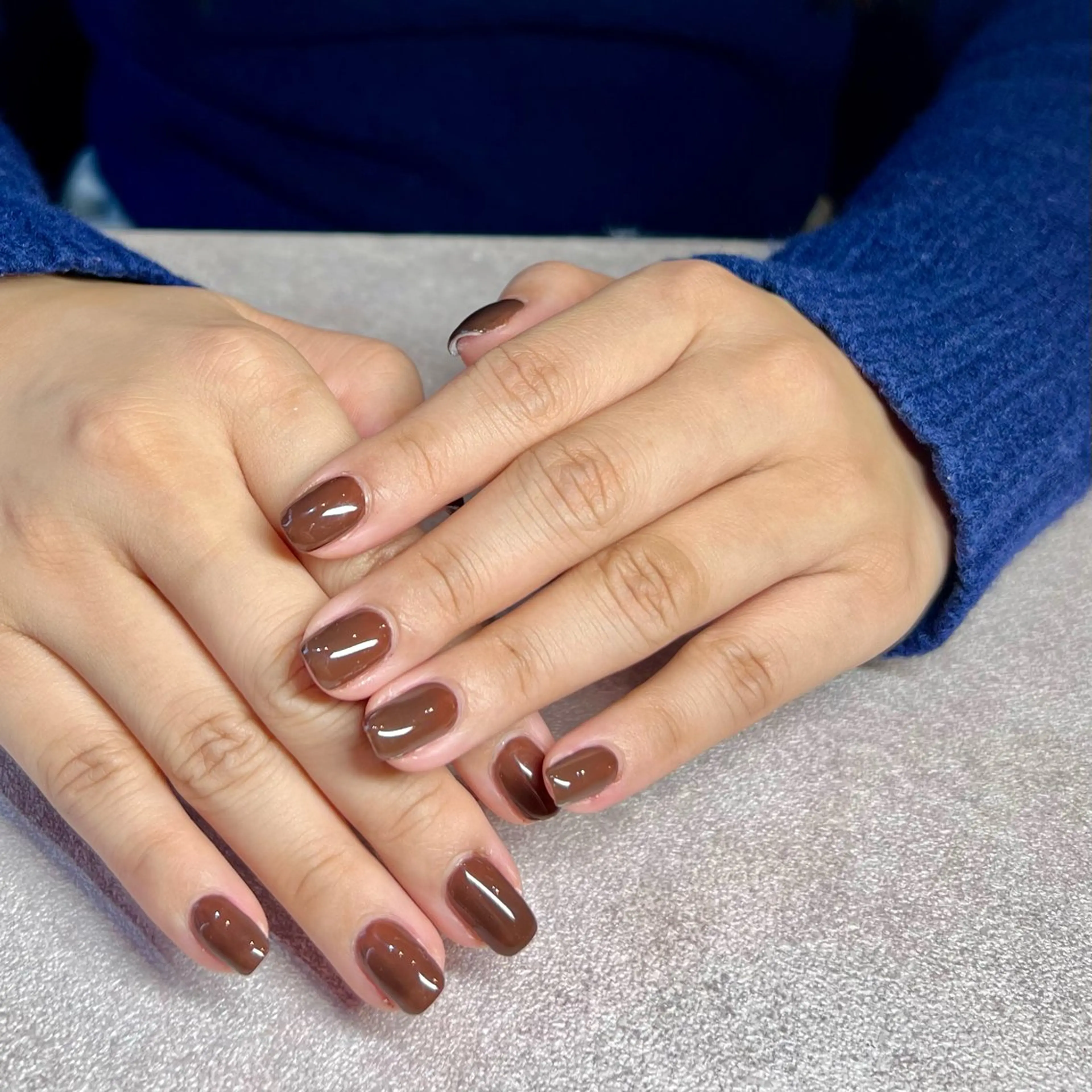ネイル ブラウン ワンカラーネイル ハンドネイル BY / Mのネイルデザイン